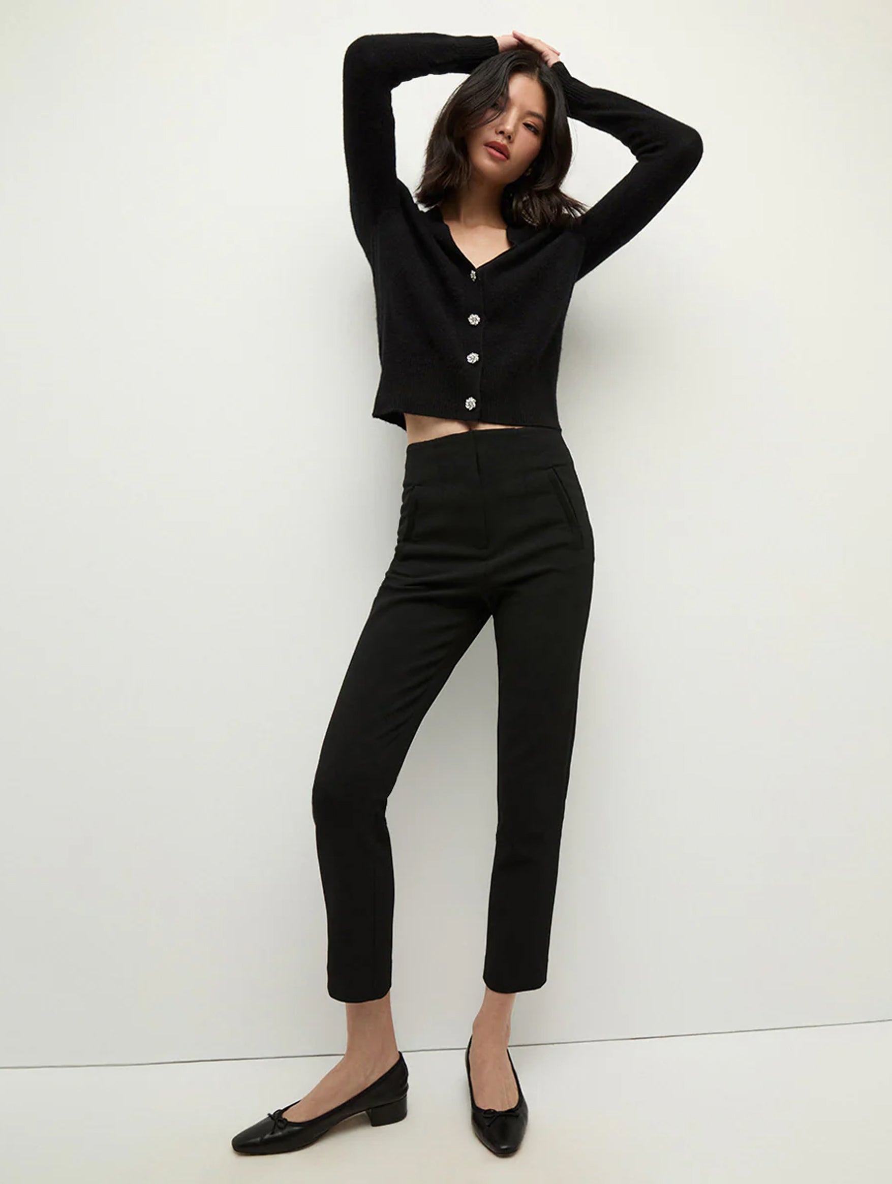 Stila High-Waisted Black Pants for Women - Slim Fit Stretch Work Pants, Office & Business Casual Wear