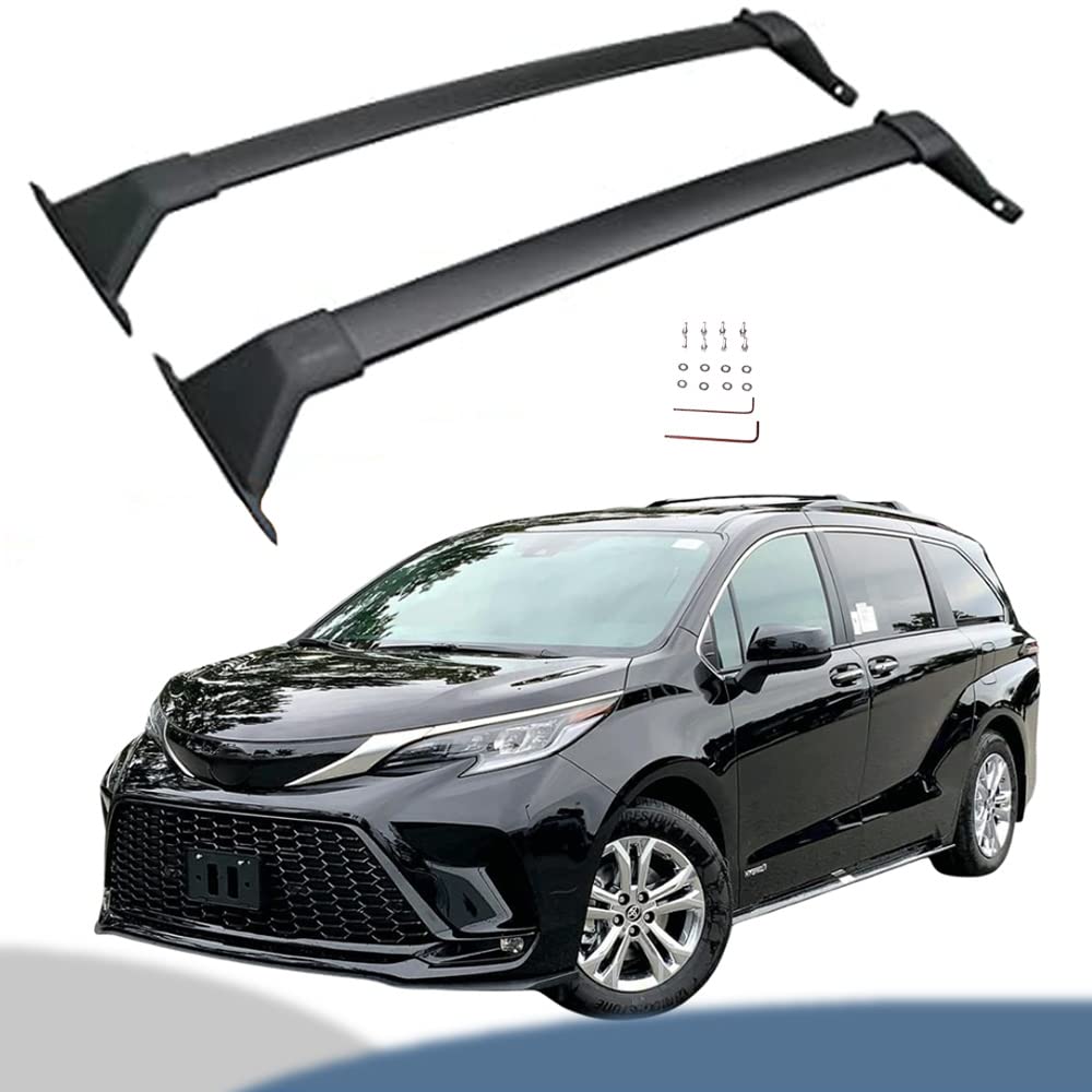 2021-2023 Toyota Sienna Black Roof Rack Cross Bars - Heavy Duty Cargo Carrier Accessories for SUV with Side Rails | Perfect for Road Trips, Camping & Outdoor Adventures