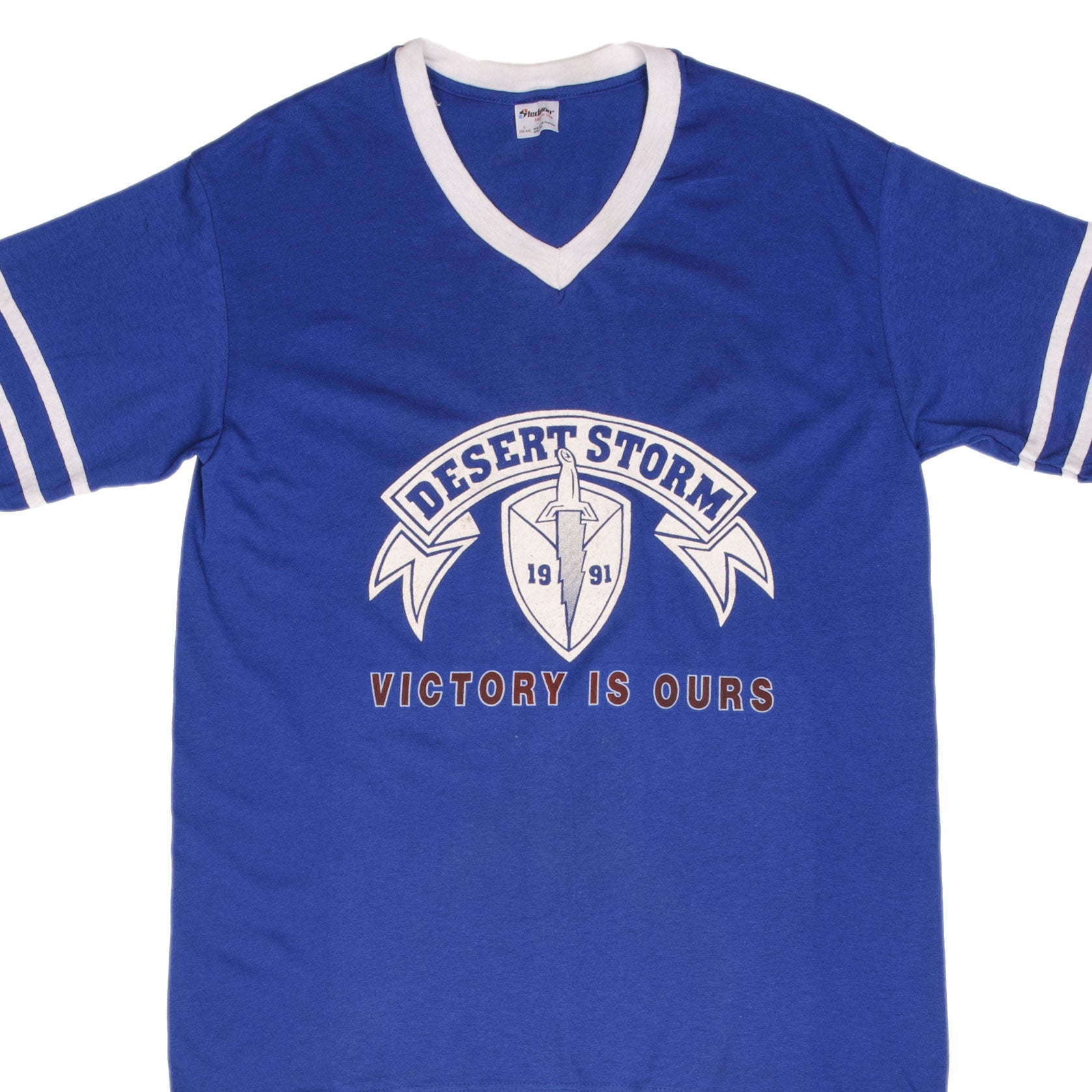 Vintage Operation Desert Storm Blue T-Shirt 1991 - Medium Size, Made in USA - Military Inspired Casual Wear for Men, Patriotic Gift Idea for Veterans Day
