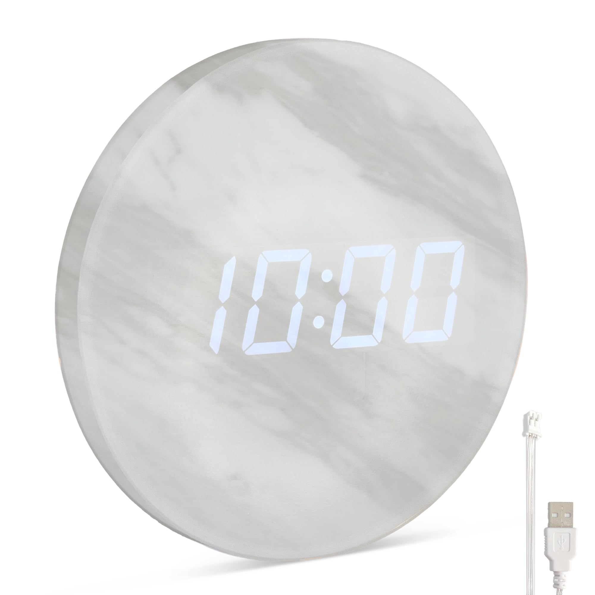 Minimalist LED Digital Wall Clock – USB Powered | Marble Design | 12/24 Hour Format, Night Mode, Silent Operation | Modern Home & Office Decor for Kitchen, Living Room, Bedroom, Classroom (9 Inch) – Perfect for Nighttime Reading, Work Productivity & Stylish Interior Design