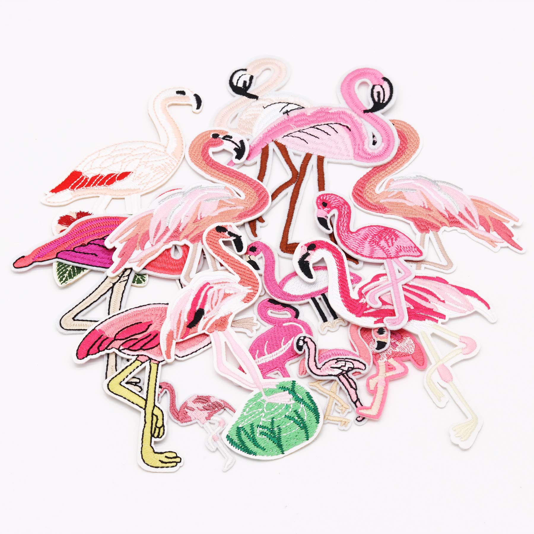 15pcs Flamingo Iron On Patches - Embroidered Applique Motifs for DIY Crafts, Assorted Sizes - Perfect for Customizing Jeans, Jackets, Kids Clothing, Bags & Caps - Fun Sewing Project for Arts & Crafts (Flamingo Design)