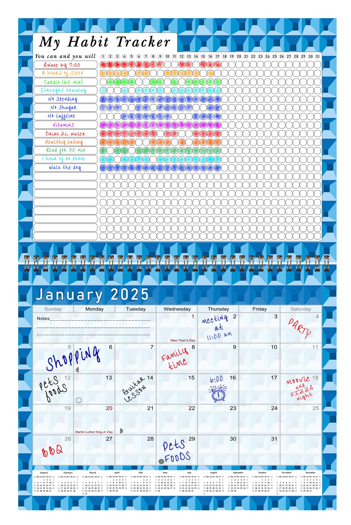 2025 Monthly Desktop & Wall Calendar Planner with Habit Tracker - Daily Weekly Monthly Goal Setting & Motivational Journal - Inspirational Productivity Tool (Edition 03) for Office, Home, School & Gift Giving