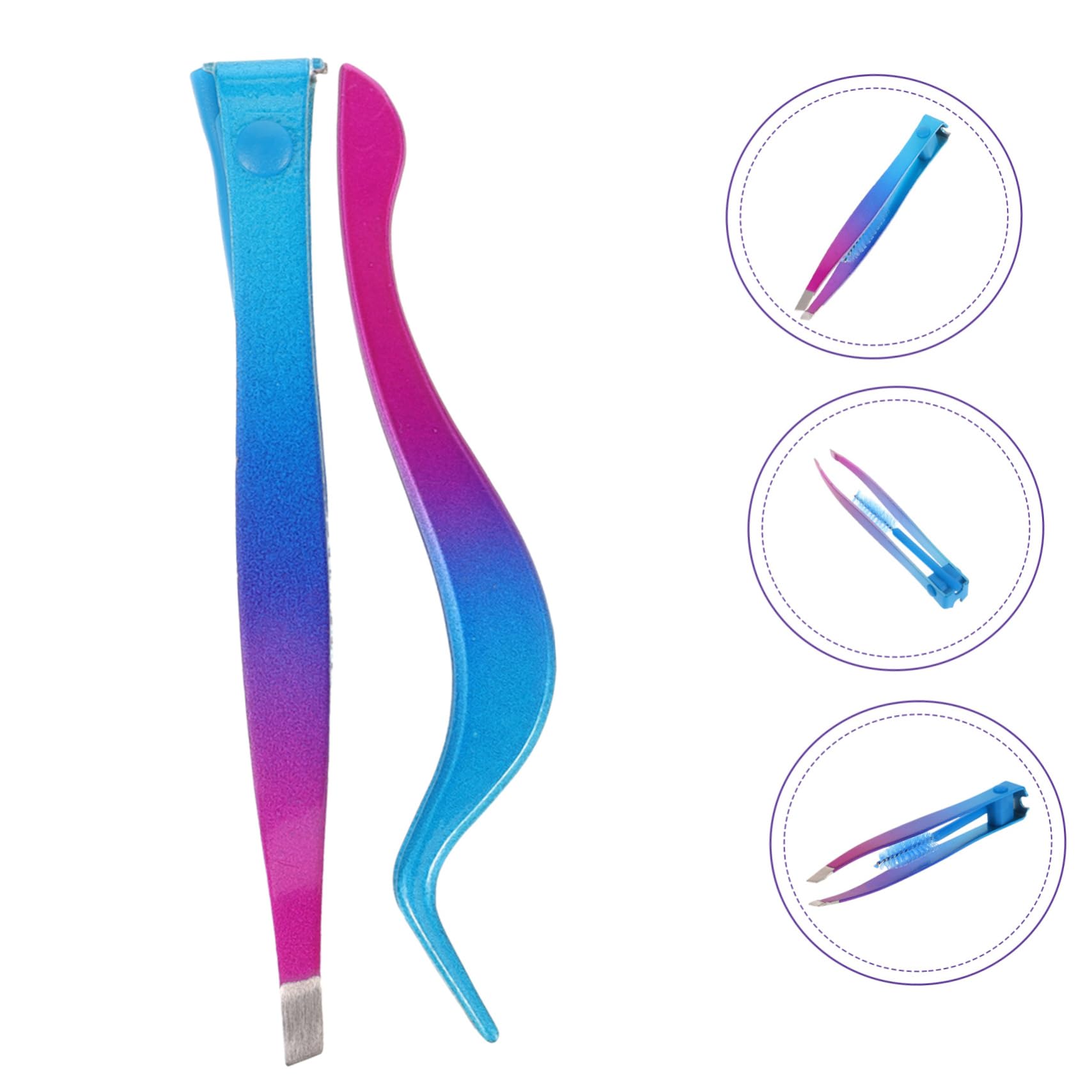 Premium Metal Fiber Grip Tweezers Set for Eyelash Extensions - Professional Lash Holder & Eyebrow Tweezers - Perfect for Salon, Home Use & Travel Makeup Kit