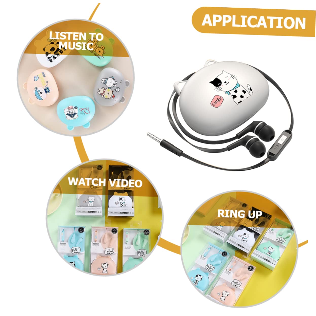 UKCOCO 5-Pack Universal Wired Headphones with Microphone - In-Ear Cat Ear Design Earbuds for Kids, Soft Silicone Ear Tips, Compatible with MP3/Phone/Tablet - Perfect for School, Gaming & Music Listening