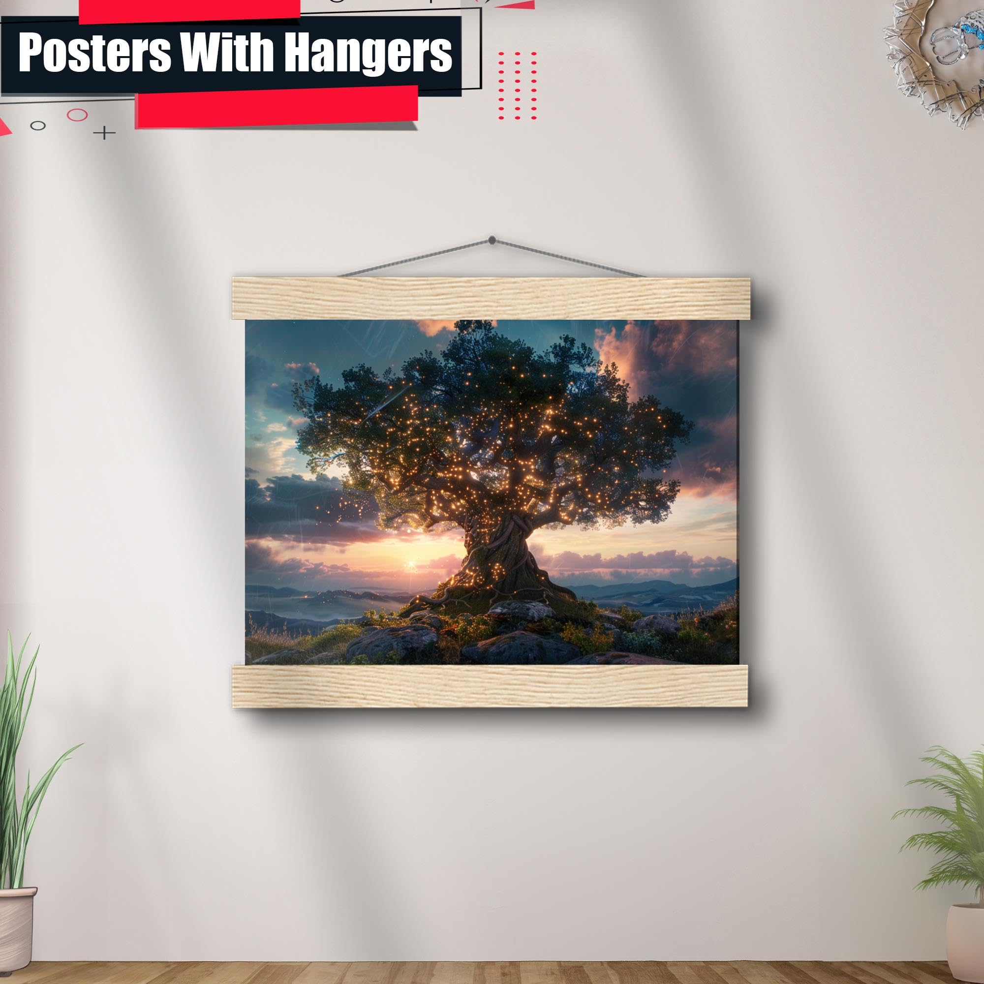 Fantasy Oak Picture - Abstract Fairy Tree of Life Enchanted Forest Poster Print | Majestic Trees Wall Art Decor for Living Room, Bedroom & Office | Magical Forest Landscape Artwork