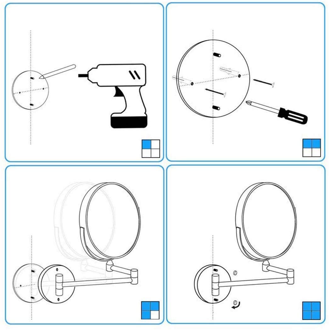 10X Magnifying Makeup Mirror with LED Lights - 8 Inch Double-Sided Wall Mounted Vanity Mirror, 360° Rotation, USB Rechargeable - Perfect for Bathroom, Bedroom, and Hotel Makeup Application