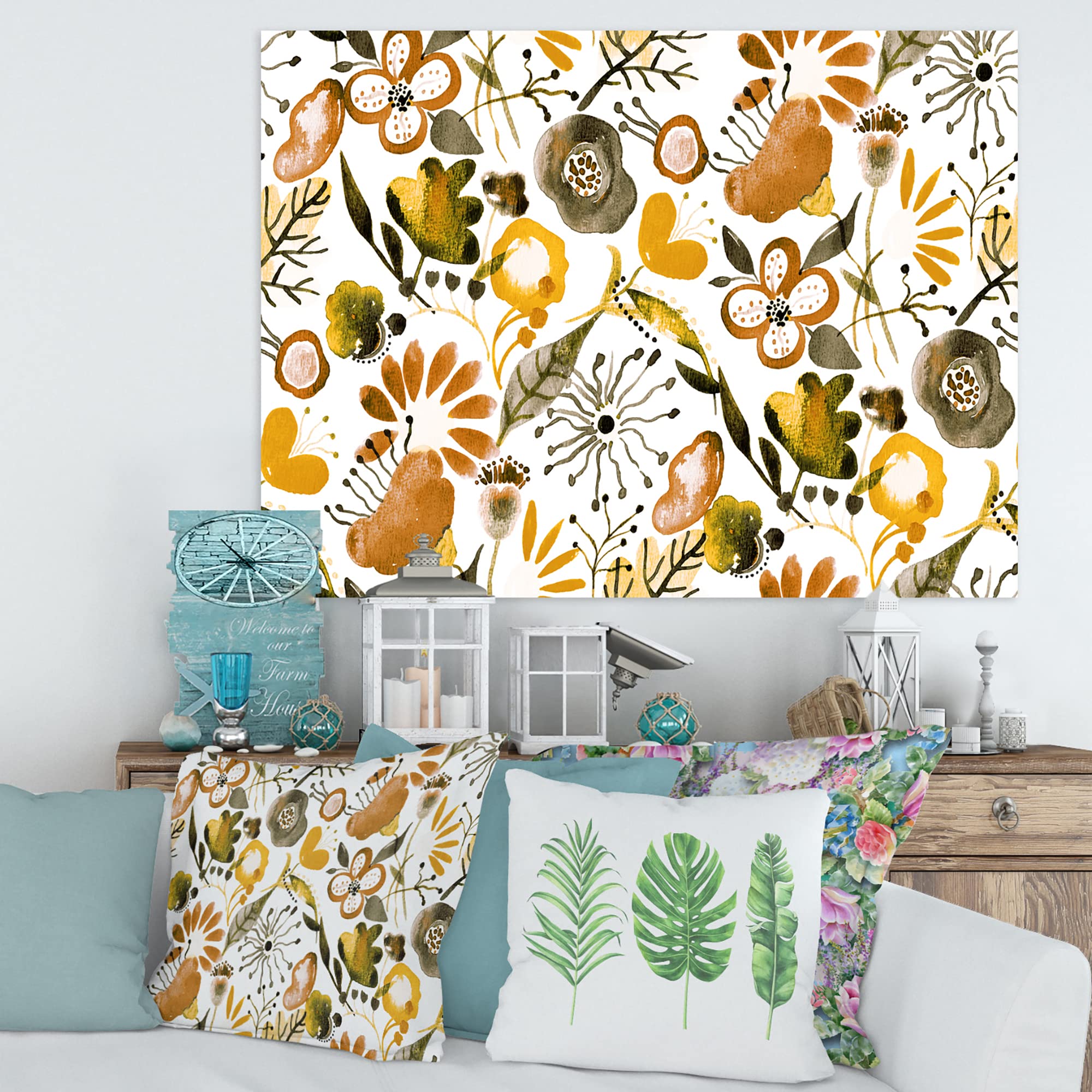 DesignQ Vibrant Wildflowers Canvas Wall Art - Modern Floral Home Decor for Living Room, Bedroom & Office