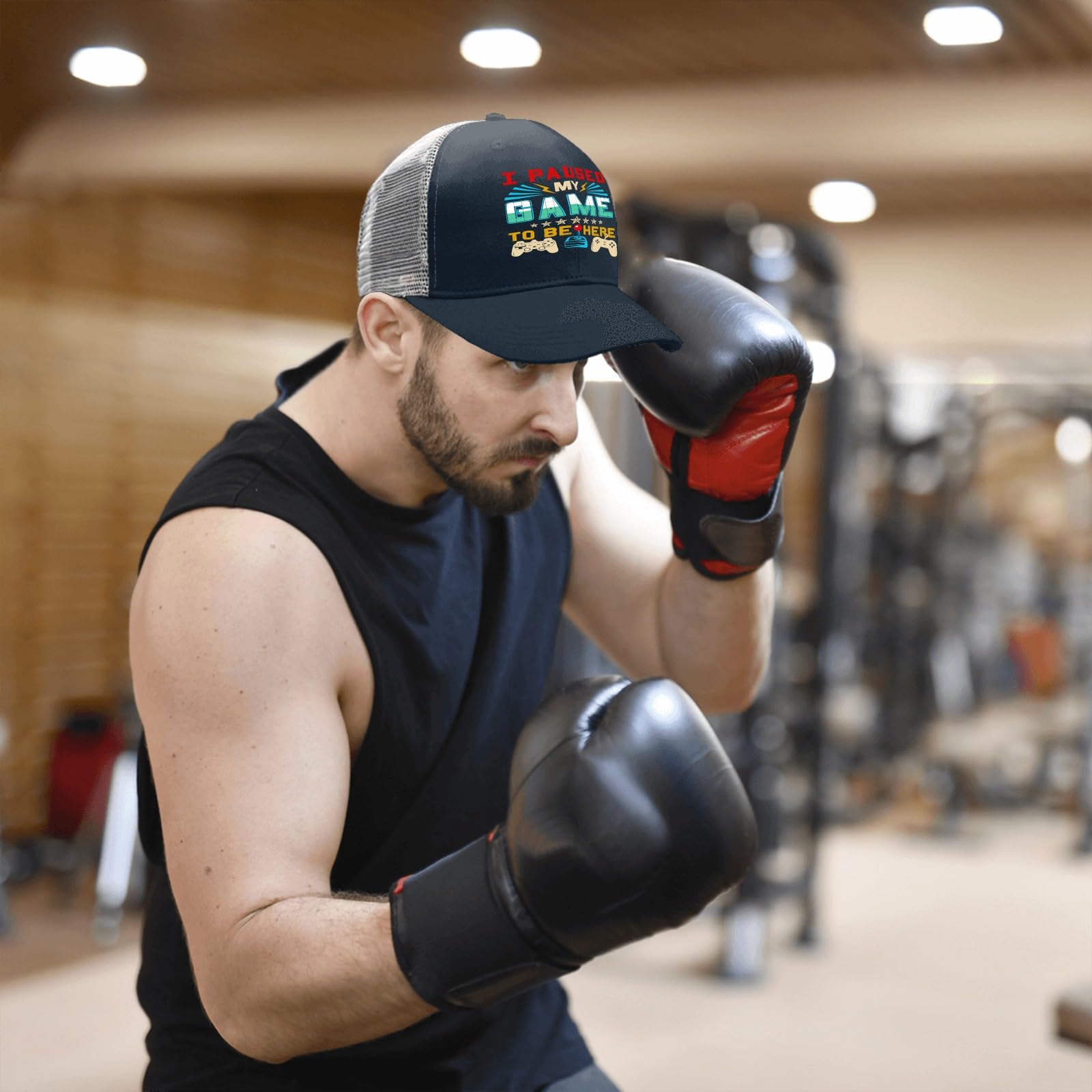 Funny Gaming Trucker Hat for Men - I Paused My Game to Be Here - Quick Dry Summer Baseball Cap for Outdoor Activities, Sports & Casual Wear