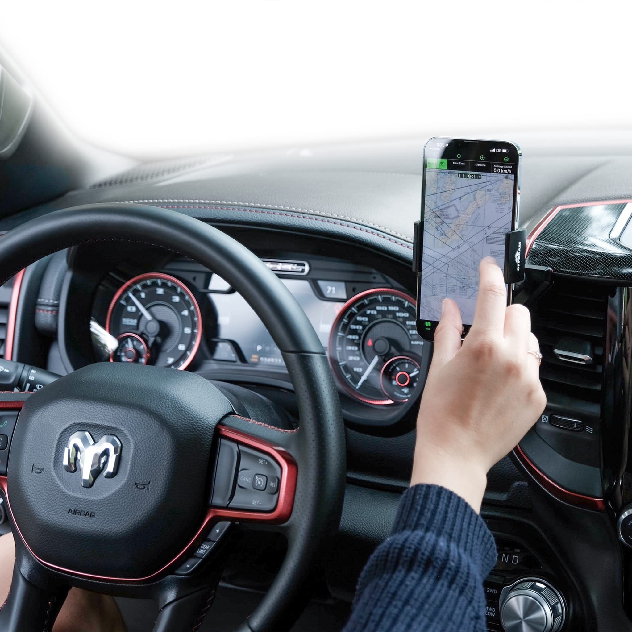 Off-Road Phone Mount Holder for RAM 1500/2500/3500 Trucks (2019-2024 Models) - Durable Car Dashboard & Windshield Mount for Adventure & Daily Commute