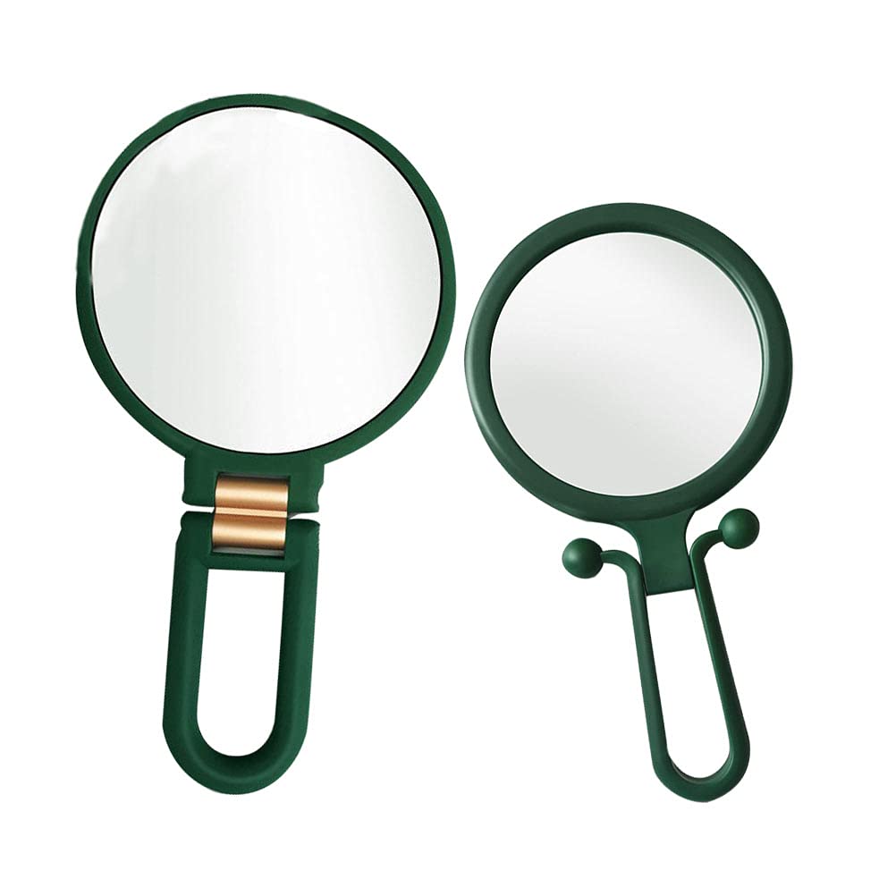 2PCS Folding Desktop Makeup Mirror - Small Double-Sided Portable Cosmetic Mirror with LED Lights for Home & Travel | Perfect for Vanity, Dressing Table, and On-the-Go Touch Ups
