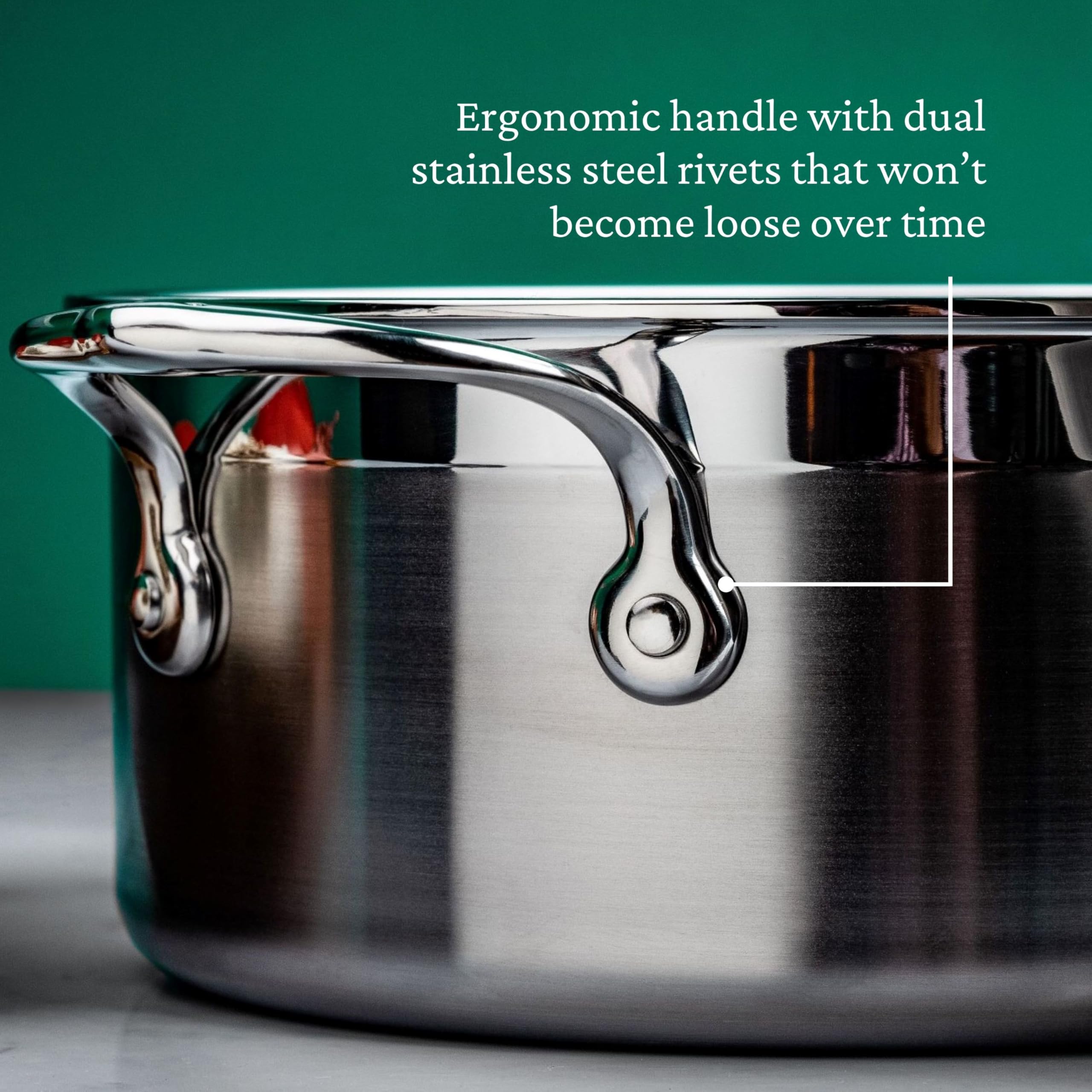 Hestan ProBond Professional Clad Stainless Steel Soup Pot - 3 Quart Induction Cookware for Home & Restaurant Use - Perfect for Soups, Stews & Pasta Cooking
