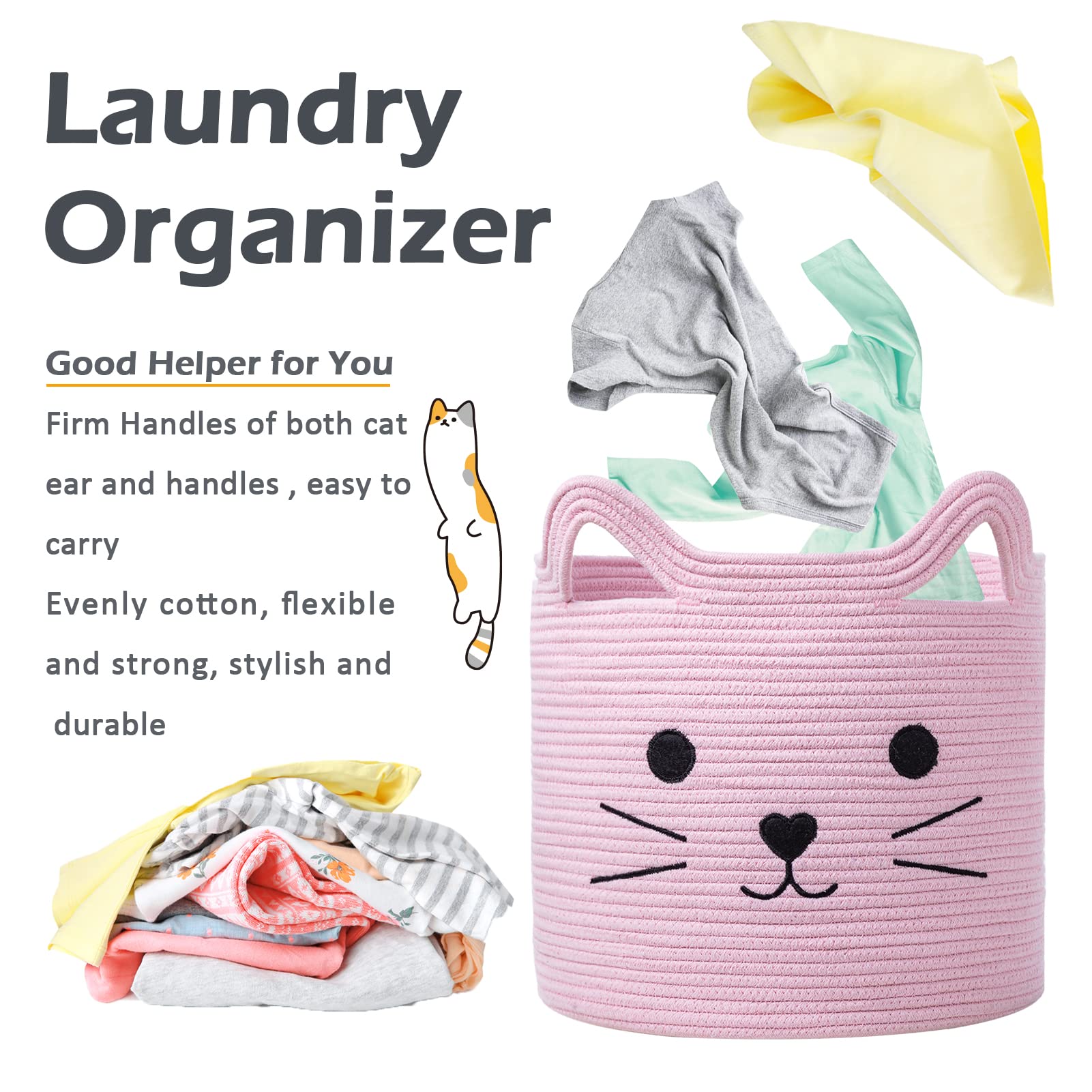 VK·LIVING Pink Cotton Rope Cat Toy Basket - 15