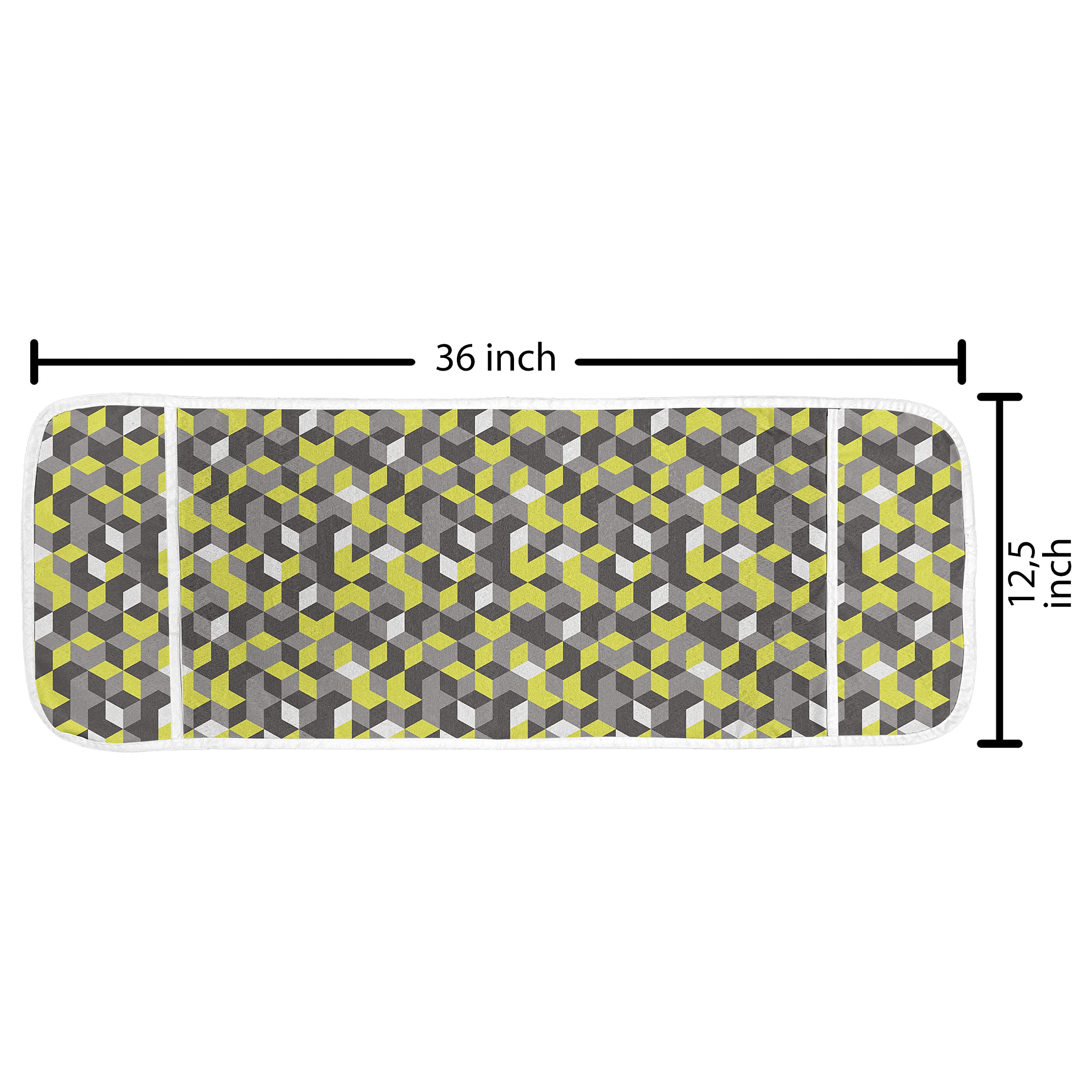 Ambesonne Grey and Yellow Microwave Cover - Waterproof 3D Geometric Cubes Design - 36