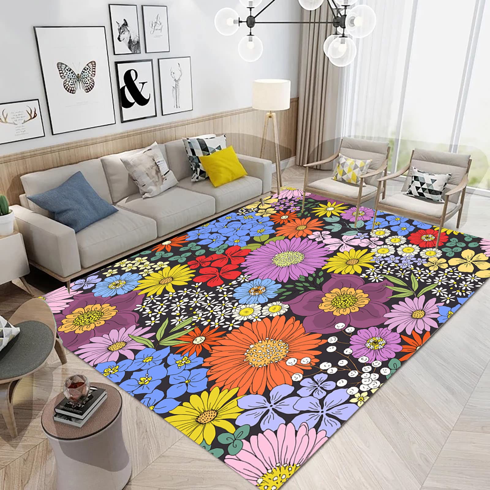 Boho Area Rugs 3D Digital Print Non-Slip Carpet - 2.6x4 ft Soft Living Room Rug, Bedroom Floor Mat, Door Mat for Home Decor - Perfect for Bohemian Style Living Spaces, Dorm Rooms & Entryways