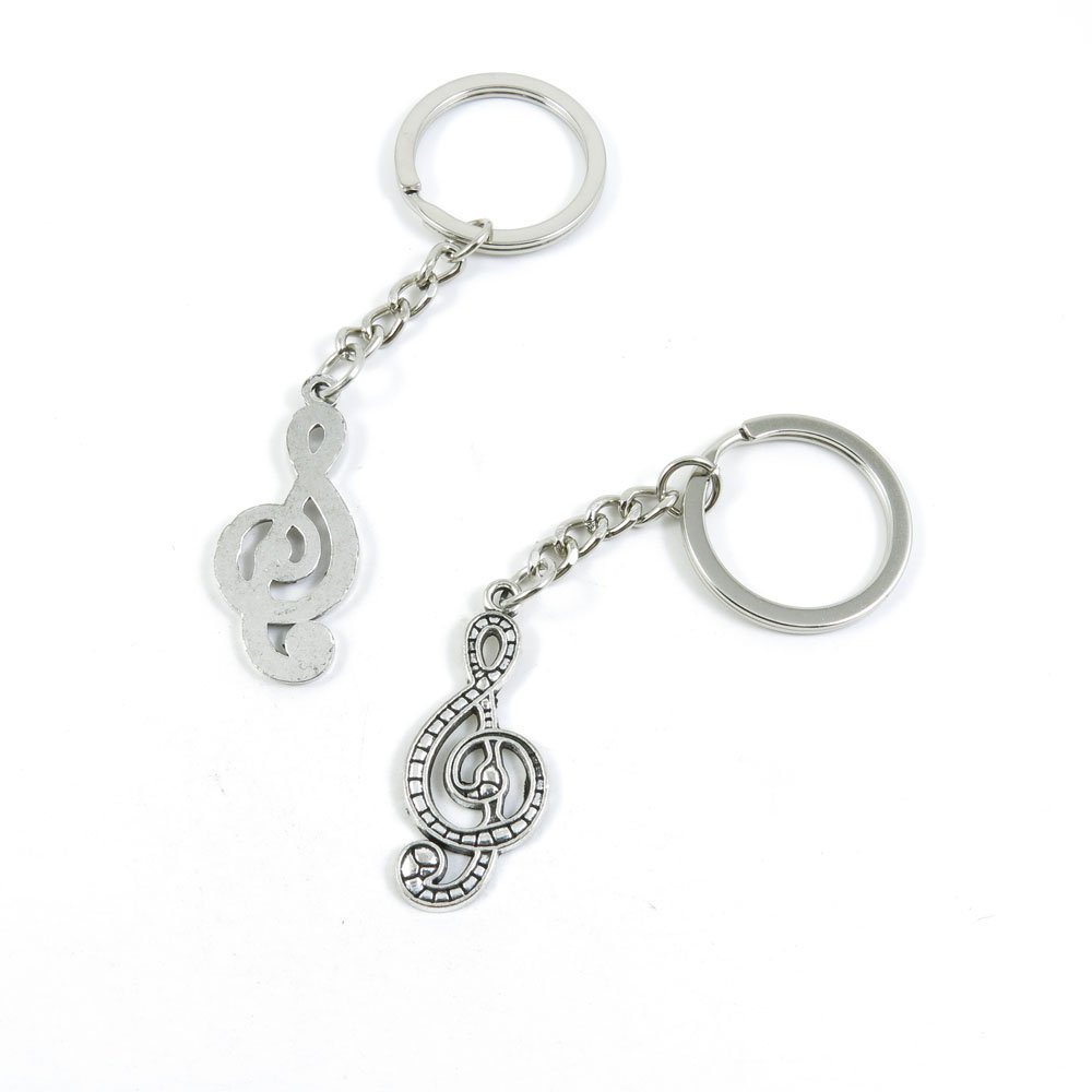 Antique Silver Tone Music Note Keychain - Bulk Wholesale Key Ring Tags for Car Keys, Door Keys & Keyring Supplies | Perfect for Home, Office, Gift Giving & Organization