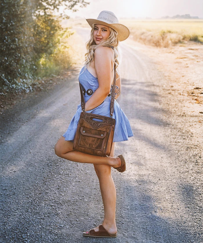 Trinity Ranch Genuine Cowhide Crossbody Bag for Women - Stylish Leather Shoulder Purse for Daily Use, Travel & Shopping