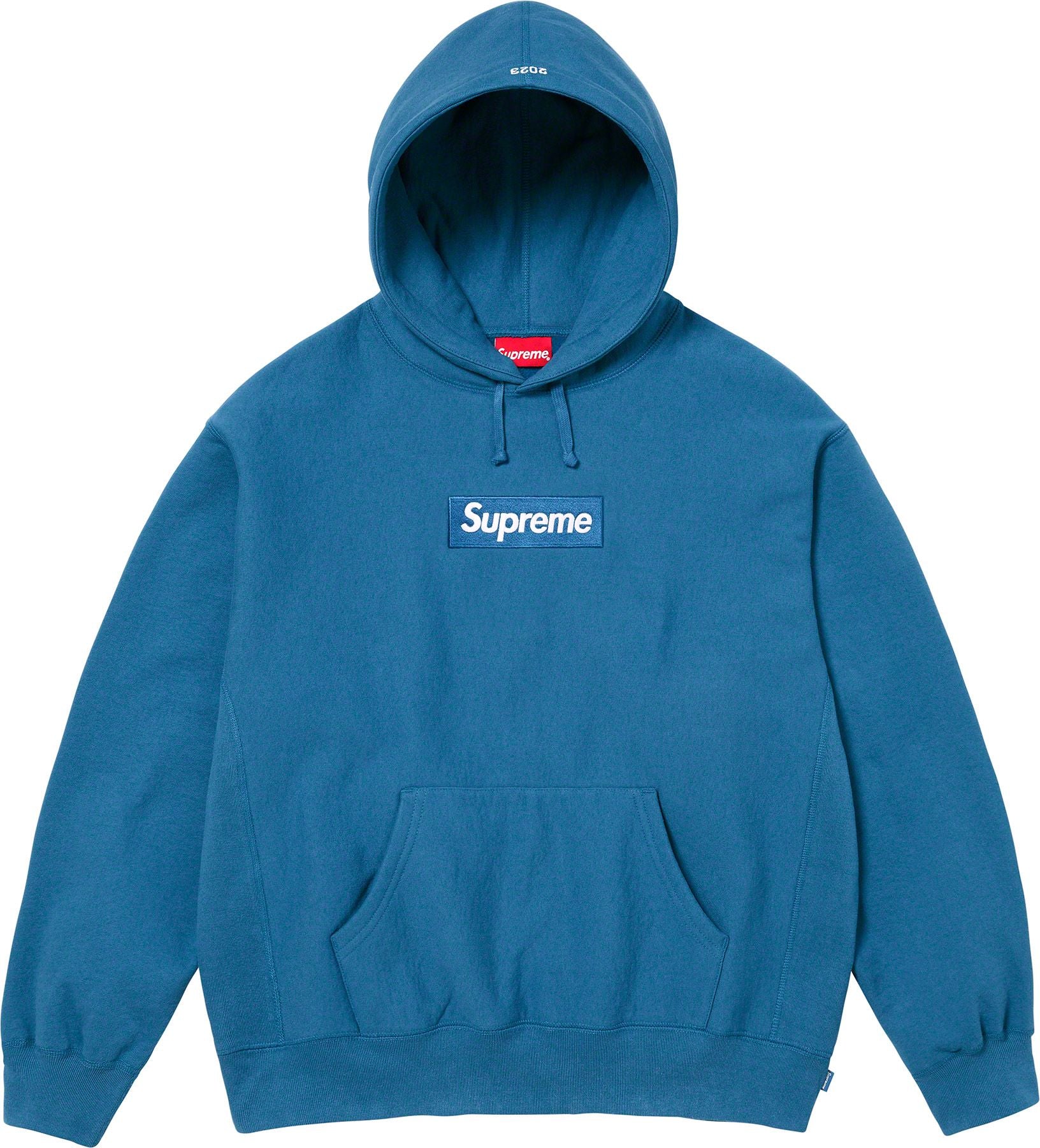 Supreme Box Logo Hooded Sweatshirt - Blue Fleece Pullover Hoodie for Men & Women | Streetwear Fashion, Winter Warmth, Casual Outfit Essential (FW23 Collection)