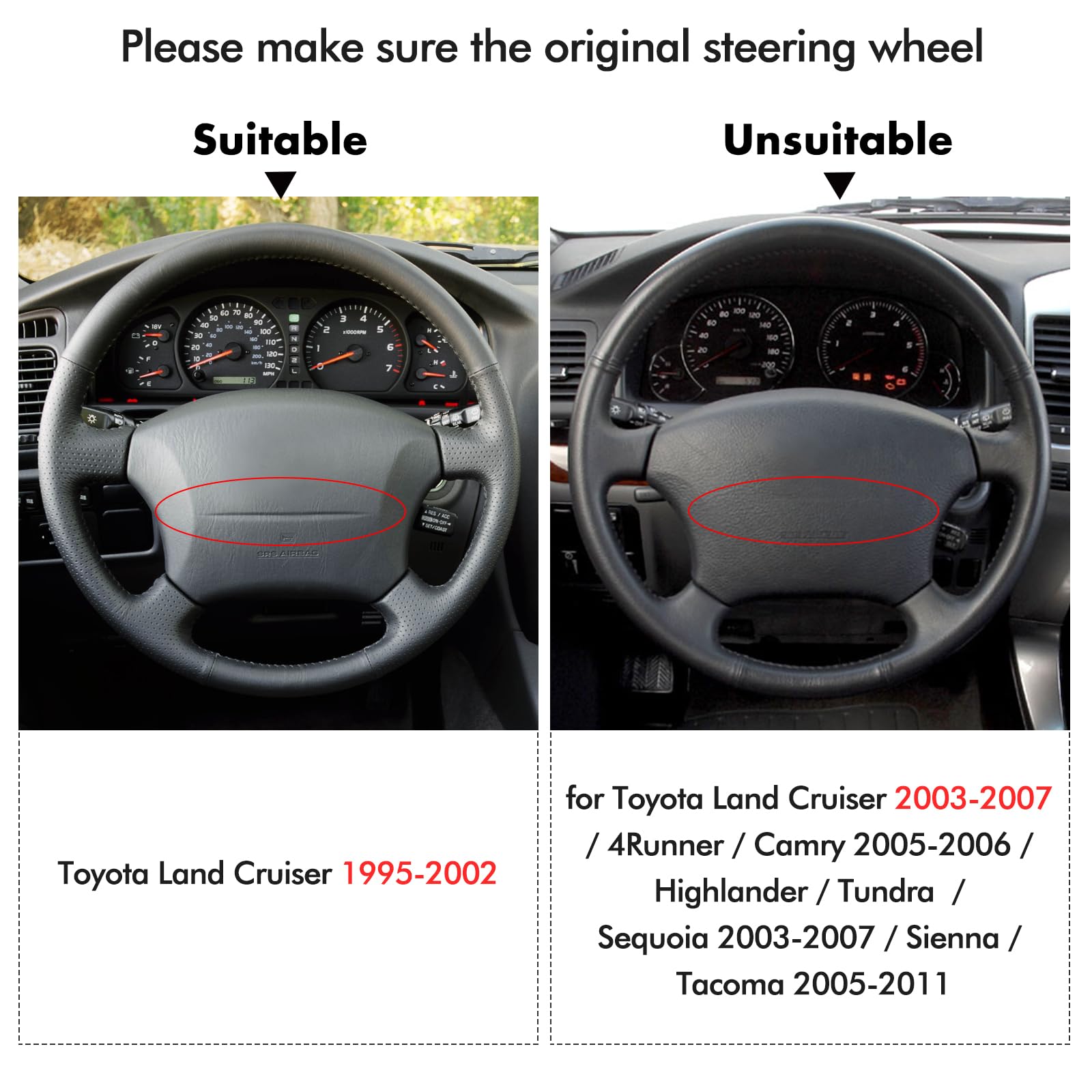 Premium MEWANT Microfiber Leather Steering Wheel Cover for Toyota Land Cruiser 1995-2002 - Non-Slip Grip, Easy Installation, Comfortable Driving Experience - Perfect for Off-Road Adventures & Daily Commutes