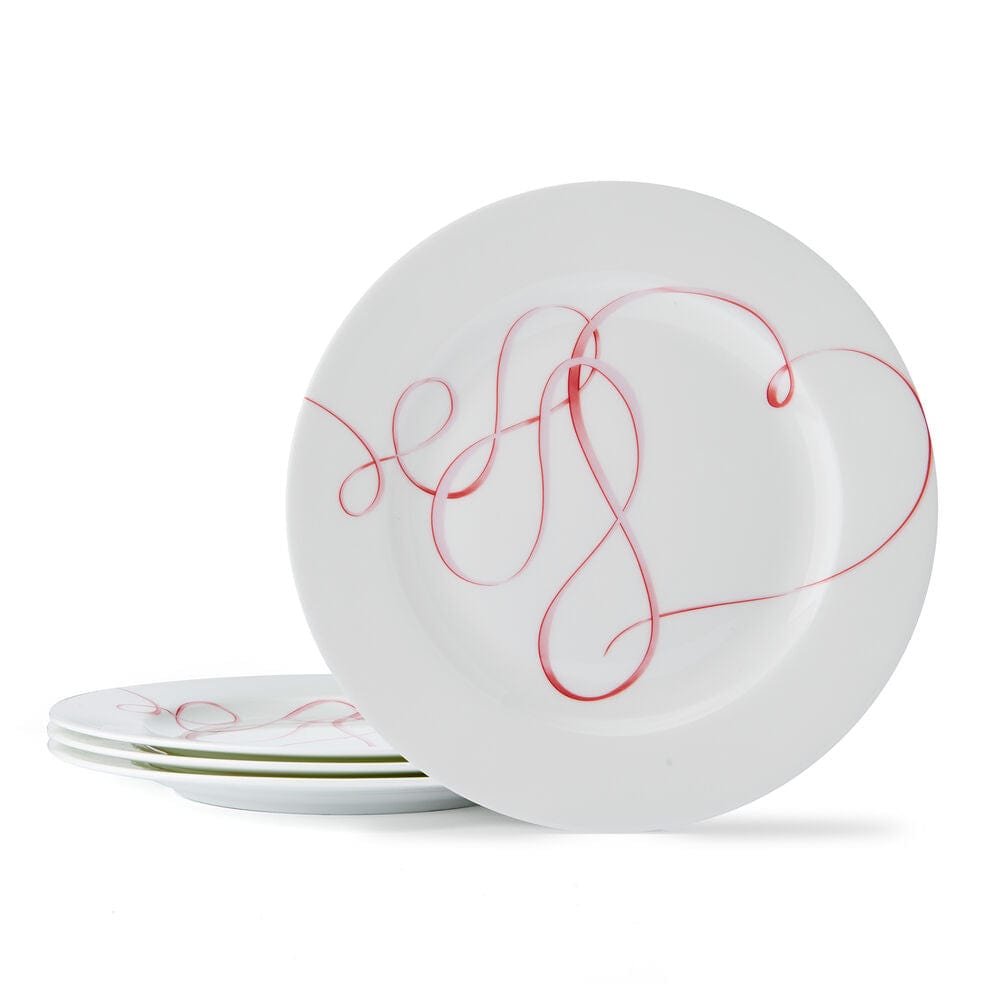 Love Story Pink Set of 4 Salad Plates - Elegant Dinnerware for Romantic Dinners, Bridal Showers & Special Occasions