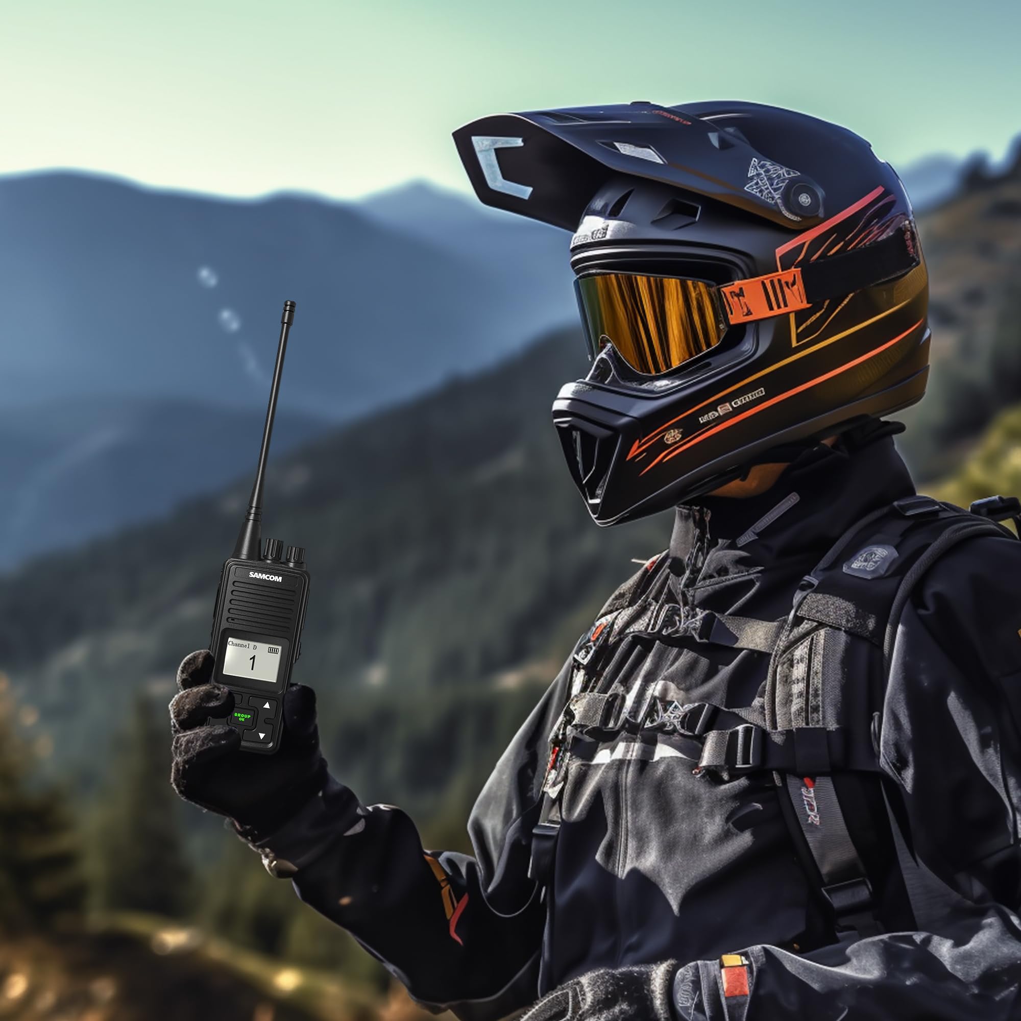 Long Range Two-Way Radios SAMCOM FPCN10A - 3000mAh Rechargeable Walkie Talkies for Adults with UHF 2 Way Communication, Earpiece & Group Talk - Ideal for Construction Sites, Outdoor Adventures & Event Coordination (3 Pack)