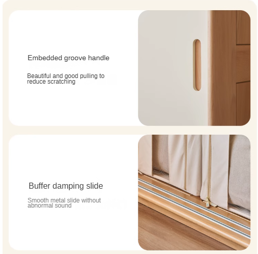Solid Wood Beech & Poplar Nordic Sliding Door Wardrobe - Modern Closet for Bedroom, Living Room, and Entryway Storage