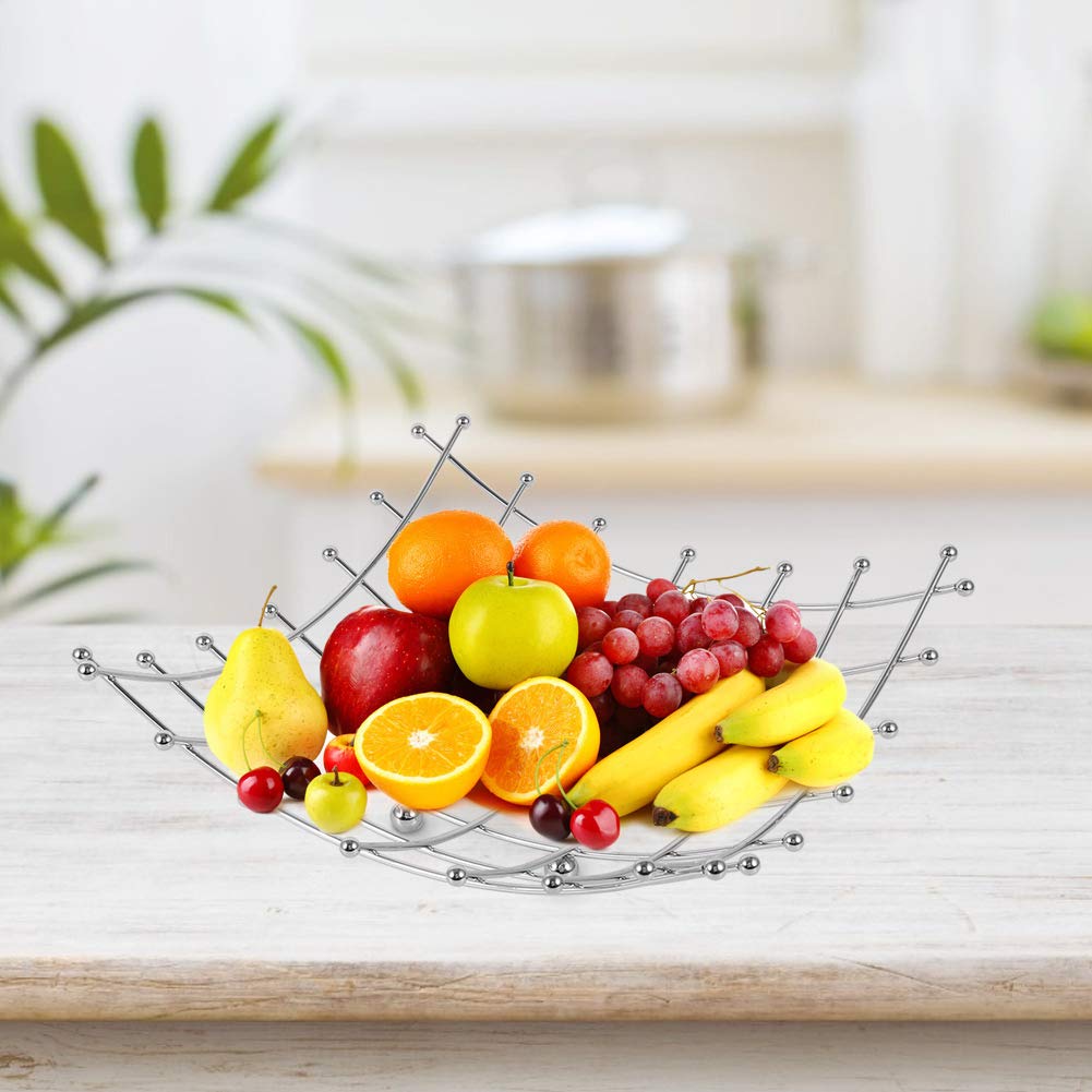 Stainless Steel Fruit Basket with Hollow-Out Design - Durable & Stylish Kitchen Organizer for Fruits, Vegetables - Perfect for Home, Office & Hotel Use