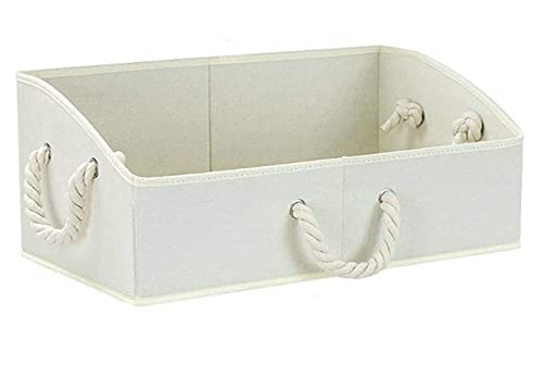 FARWIX 3-Pack Foldable Fabric Storage Bins with Handles - Rectangle Closet Organizer Baskets for Shelves, Home & Office Organization (Beige) | Perfect for Bedroom, Bathroom & Kids' Toy Storage