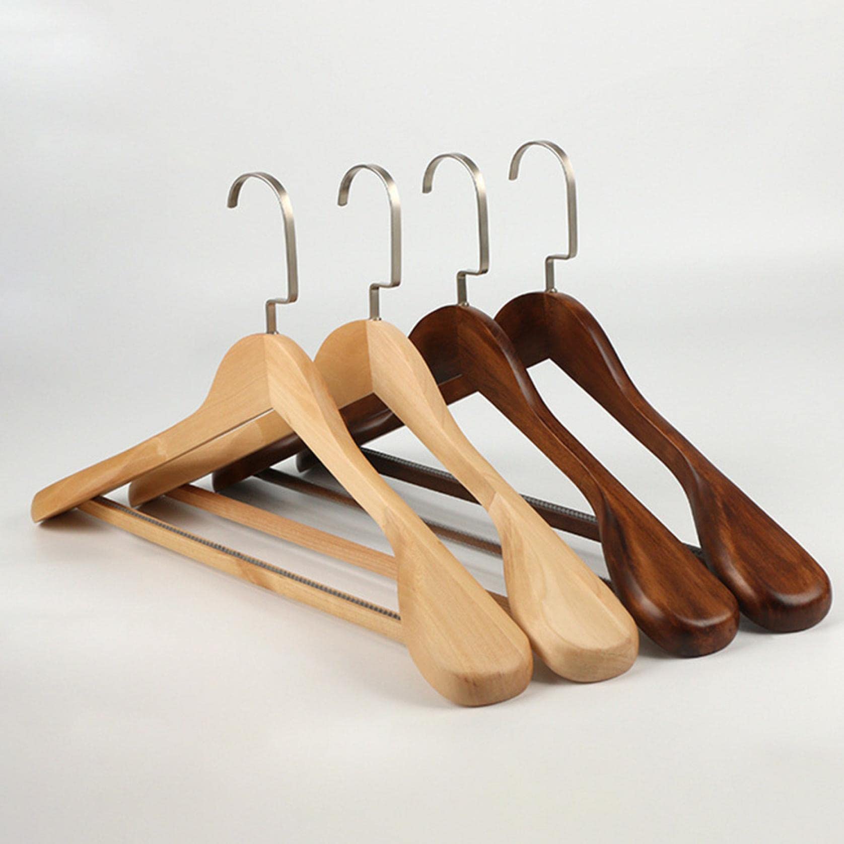 Premium Solid Wood Suit Hangers - Yu2d Wide Shoulder Wooden Coat Hangers for Heavy Jackets & Dresses (Set of 10) - Perfect for Closet Organization, Wardrobe Storage & Luxury Garment Care