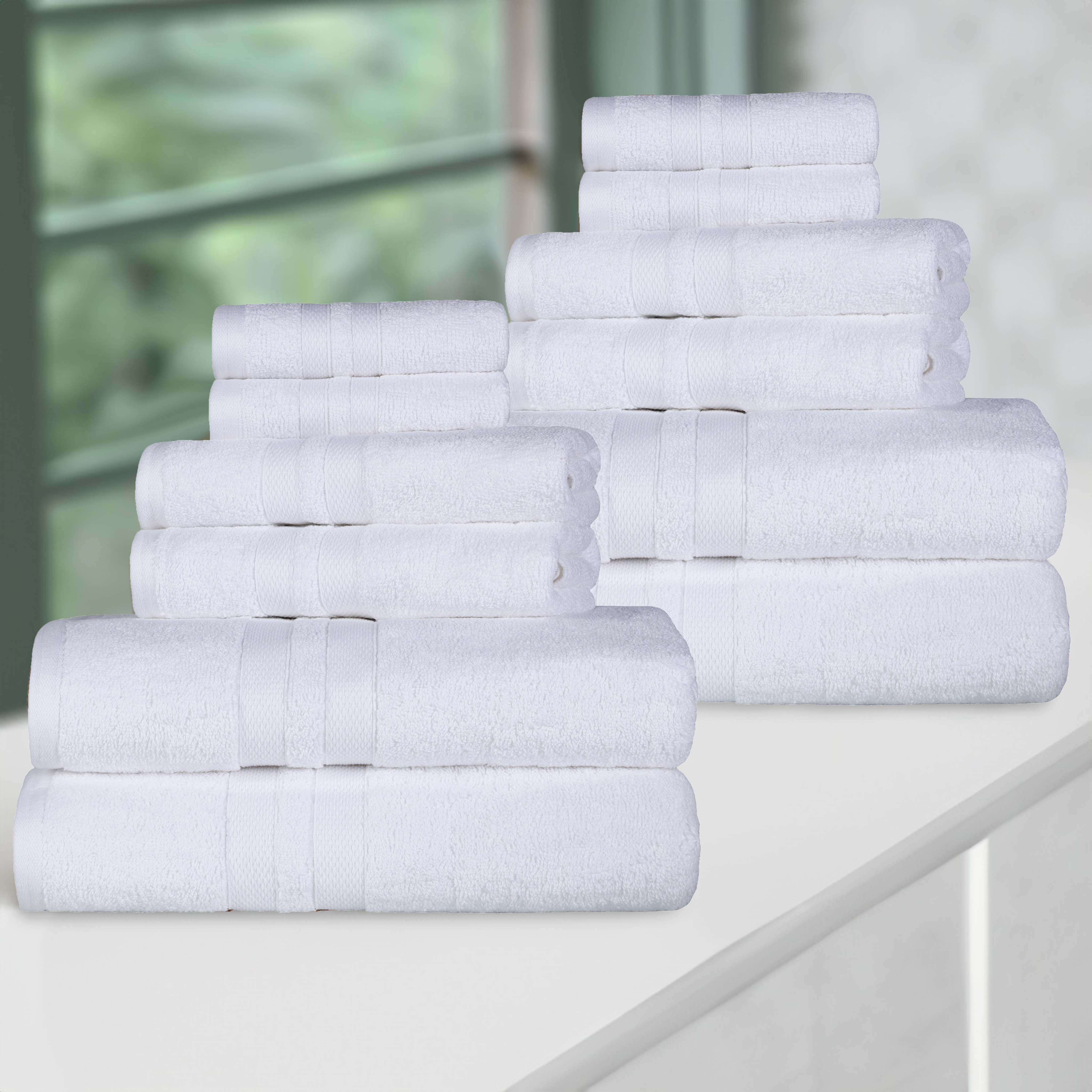 Premium 12-Piece Ultra Soft Cotton Towel Set - Super Absorbent, Quick Drying Bath & Beach Towels for Spa, Gym, Pool, and Home Use