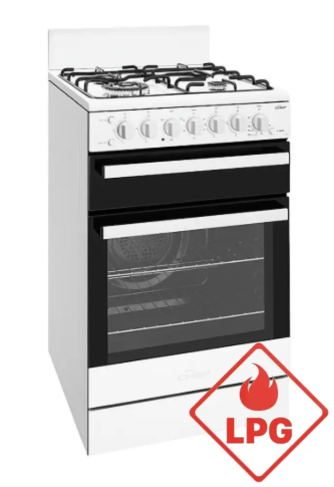 Chef CFG517WBLP 54cm Freestanding LP Gas Cooker - Professional Stainless Steel Stove for Home & Restaurant Cooking | Outdoor BBQ, Camping, Catering