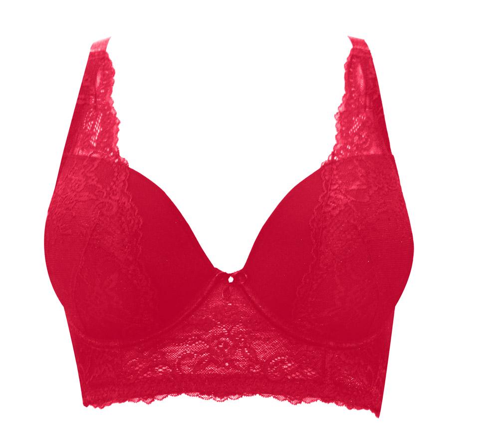 Parfait Sandrine Longline Plunge Bra - Sexy Push Up Underwire Bra for Women, Comfortable Full Coverage Lingerie in Racing Red - Perfect for Date Night, Special Occasions & Everyday Wear