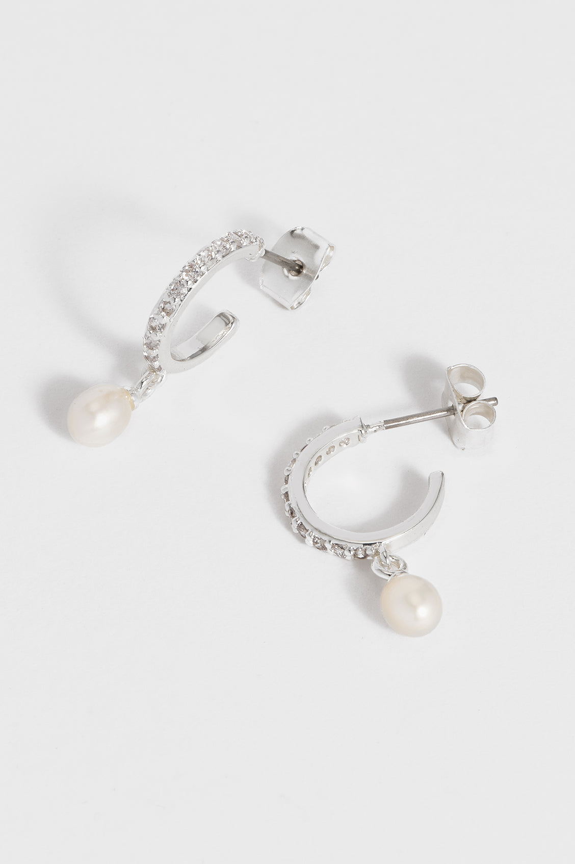 Silver Plated Pearl CZ Hoop Earrings EBE5359S - Elegant Jewelry for Women, Perfect for Parties, Weddings & Daily Wear