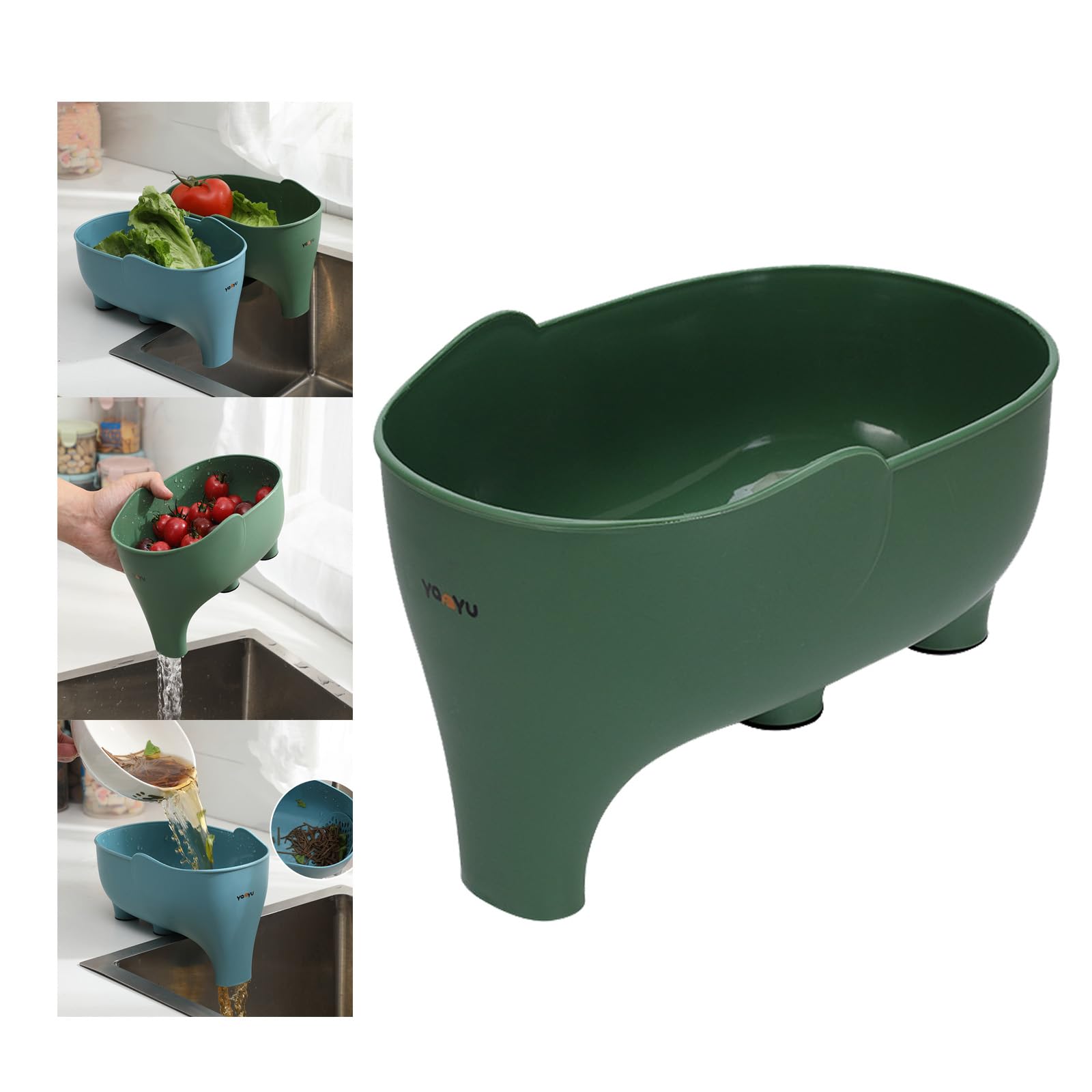 **Weka Home Elephant-Shaped Sink Strainer Basket – Multi-Purpose Kitchen Drain Basket for Fruits, Vegetables & Utensils – Green Kitchen Sink Accessory for Easy Cleaning & Organization**