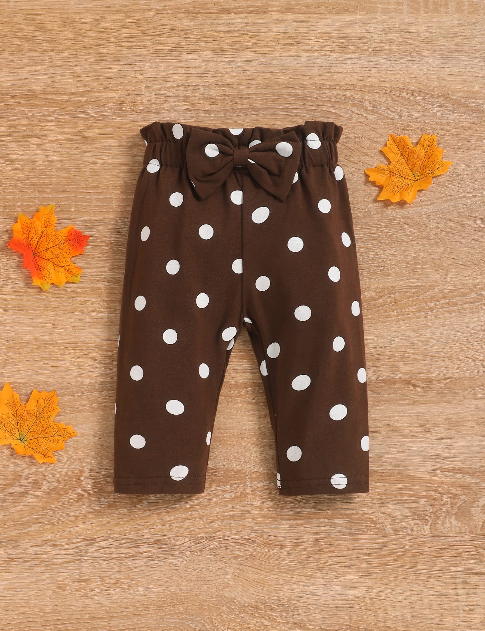 My First Thanksgiving Outfit Set for Baby Girls - Romper, Polka Dot Pants & Headband | Adorable Holiday Outfit for Family Gatherings & Photo Shoots