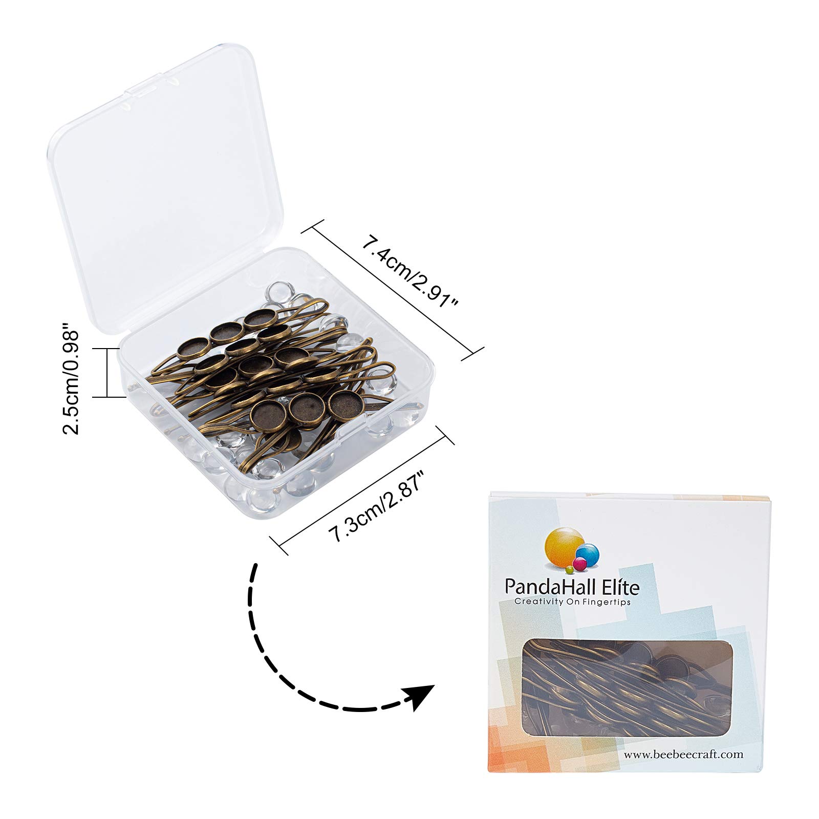 PH PandaHall DIY Hair Clip Making Kit - 10 Sets Bobby Pins, 10 Hair Blanks & 30 Clear Glass Cabochons for Handmade Jewelry Crafting (Antique Bronze) - Perfect for DIY Hair Accessories, Gift Making and Craft Projects