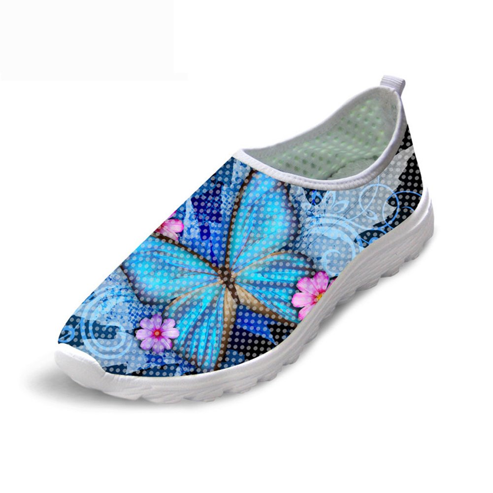 Showudesigns Women's Mesh Slip-On Sneakers - Lightweight Breathable Tennis Shoes for Women & Teen Girls with Animal Print Design - Perfect for Casual Wear, Gym, Running & Daily Activities