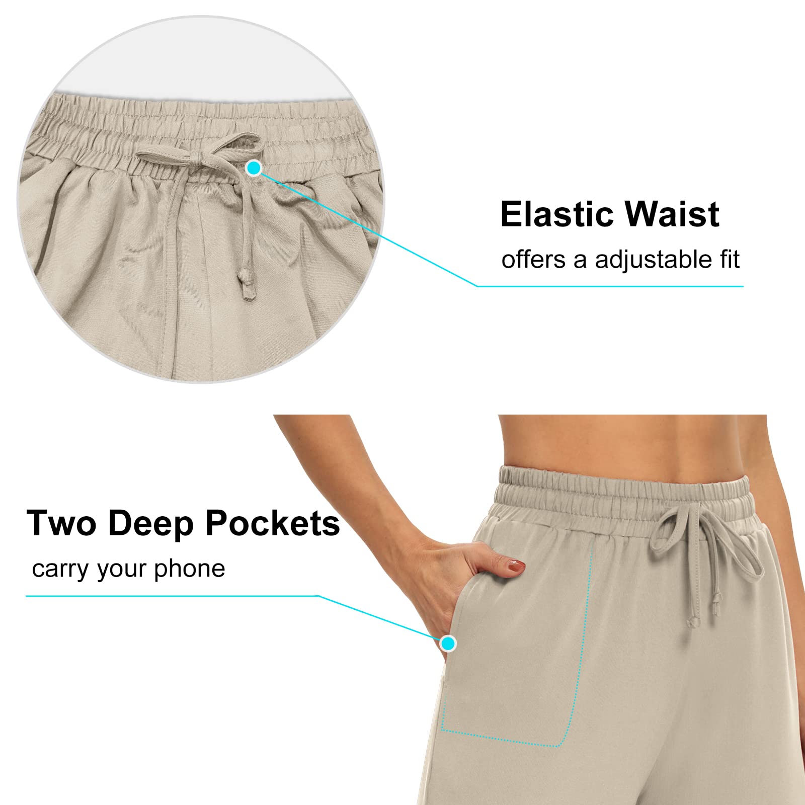 DIBAOLONG Women's Capri Pants - Loose Yoga Pants with Wide Leg, Drawstring Waist & Pockets - Comfy Lounge Pajama Sweatpants for Yoga, Workout & Home Relaxation