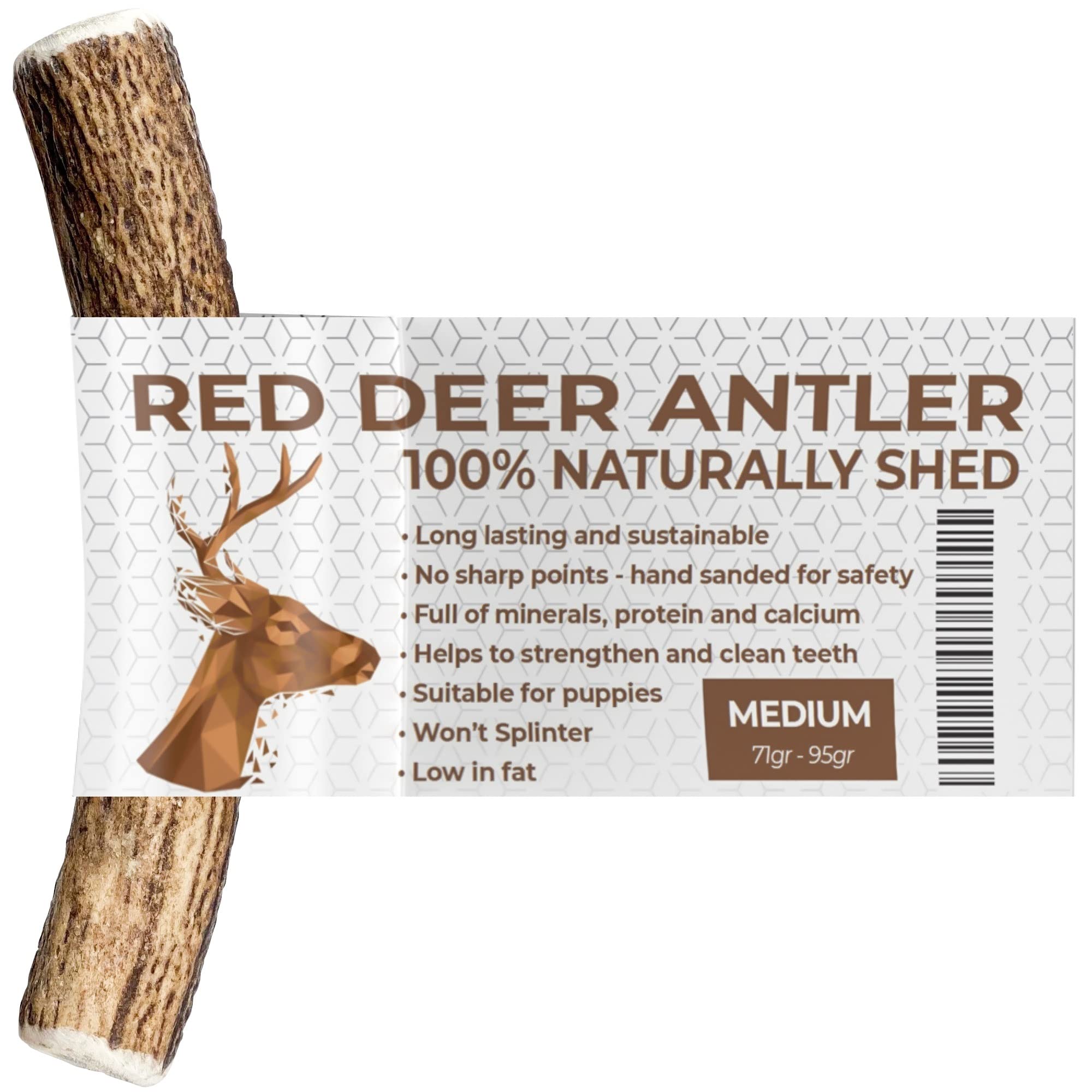 **Premium Naturally Shed Deer Antlers for Dogs – Medium Size, Sustainable & Safe Dog Chew Toy – Long-Lasting Dog Treat for Aggressive Chewers – Ideal for Teething, Dental Health & Boredom Relief**