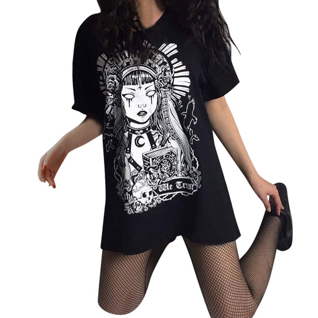 Gothic Dresses for Women & Teen Girls | Aesthetic Anime Graphic Mini T-Shirt Club Dress | Black Goth Punk Rock Clothing | Perfect for Concerts, Cosplay & Alternative Fashion