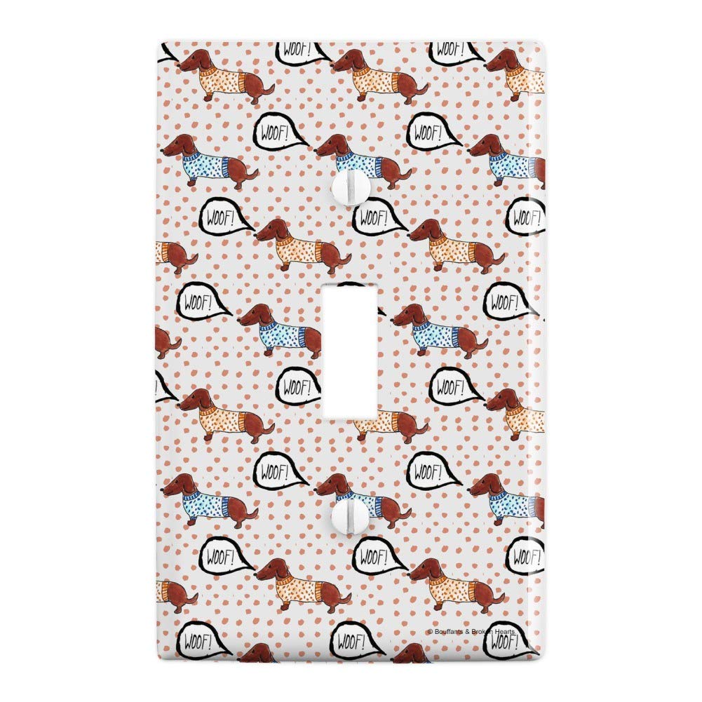 Dachshund Dog in Sweater Pattern Plastic Light Switch Cover - Cute Wiener Dog Wall Decor for Bedroom, Nursery & Living Room