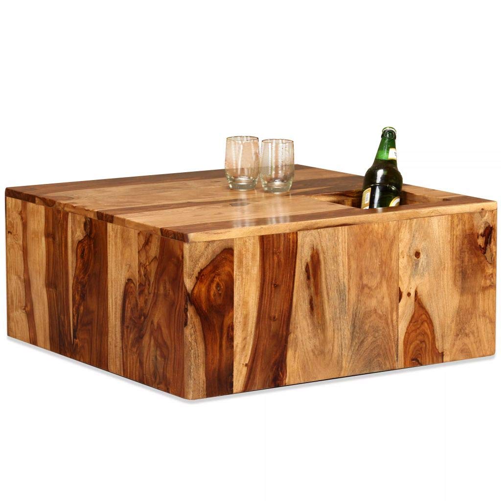 Solid Sheesham Wood Square Coffee Table - 27.6