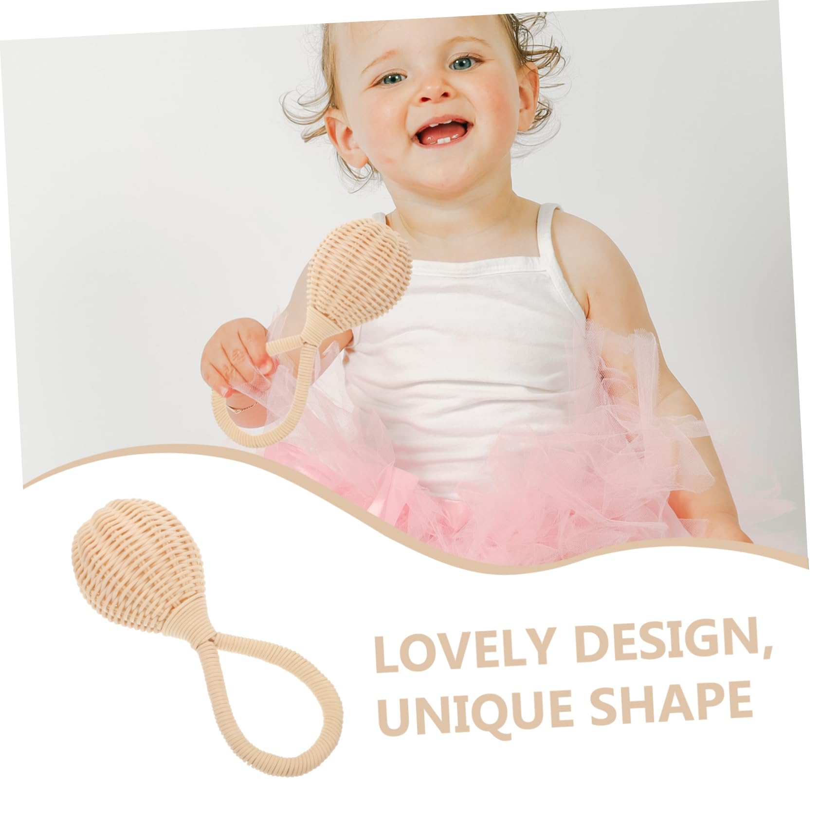 Natural Rattan Baby Rattle Toy - Cute Hand Grasping Shaker with Bell for Newborns & Infants - Perfect for Sensory Play, Early Development & Nursery Decor