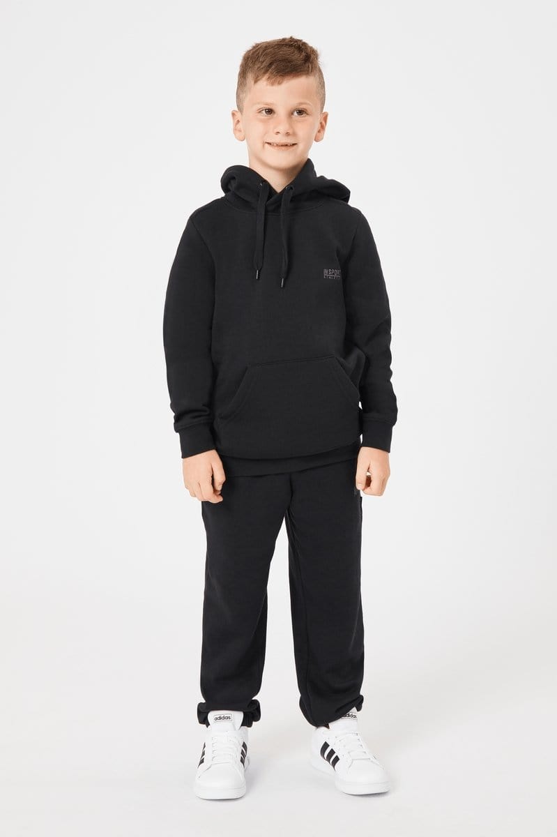 INSPORT JUNIOR ALASKA Black Hooded Sweatshirt for Kids - Warm Fleece Pullover for Outdoor Winter Activities and Casual Wear