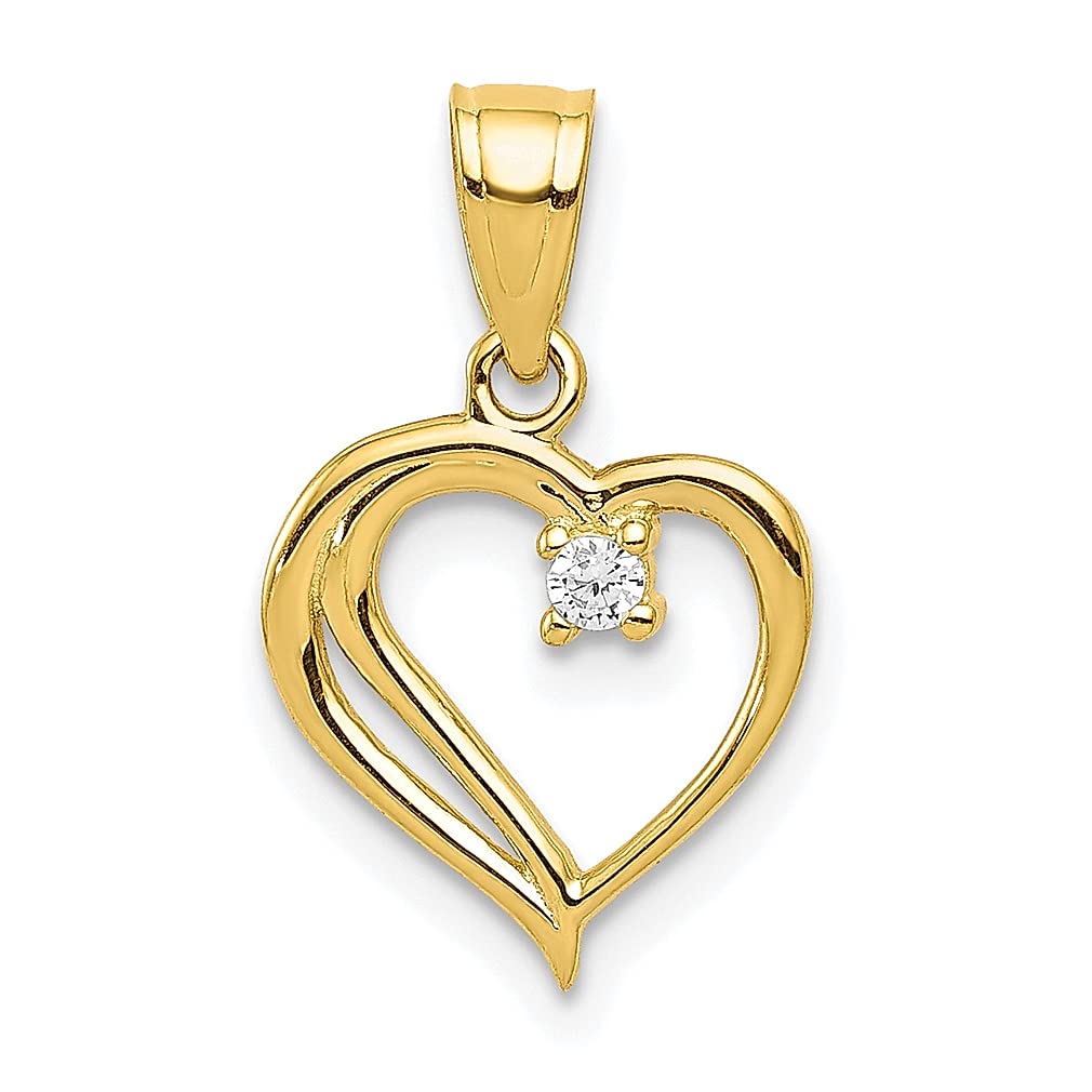 10K Yellow Gold Cubic Zirconia Heart Pendant Necklace for Women - Elegant CZ Heart Charm Jewelry Gift for Her - Perfect for Valentine's Day, Anniversary, Birthday & Romantic Occasions
