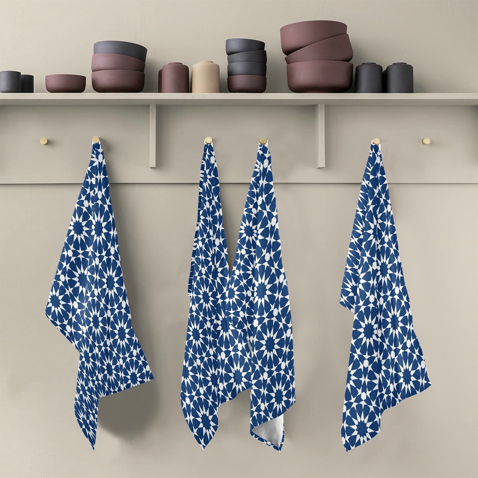 ALAZA Moroccan Style Kitchen Towels Set of 6 - Super Absorbent Dish Towels, Soft Wash Cloths for Drying Dishes & Cleaning - 28x18 Inch Home Decor Kitchen Accessories - Perfect for Cooking, Baking & Holiday Gift Giving