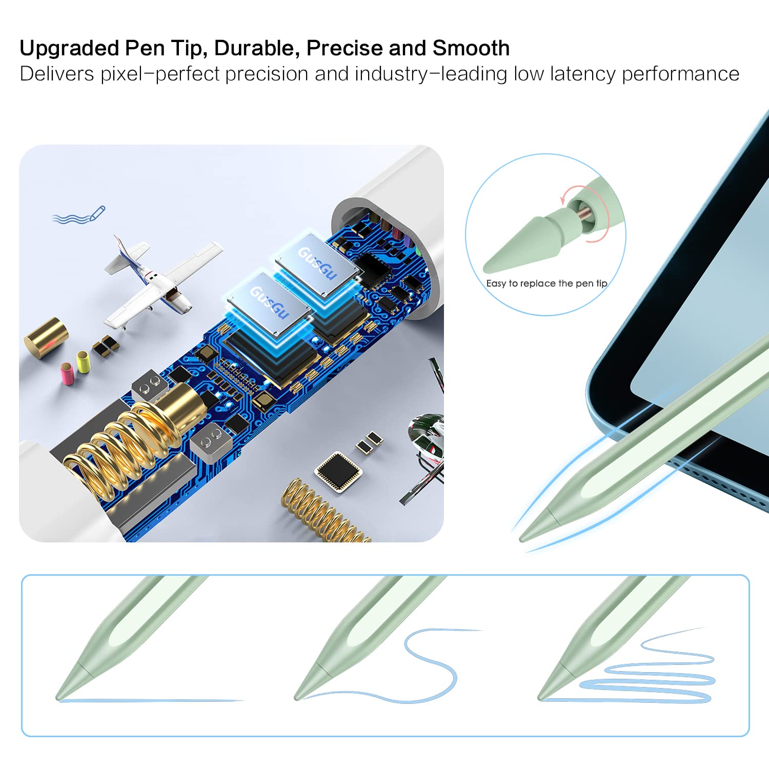 Premium Stylus Pen for iPad (10th/9th/8th/7th/6th Gen) & iPad Pro 12.9/11/13-inch M4 - Fast Charging Apple Pencil Alternative for iPad Air 3/4/5/M2 & iPad Mini 5/6 (2018-2024 Models) - Green - Perfect for Drawing, Note-Taking & Digital Art