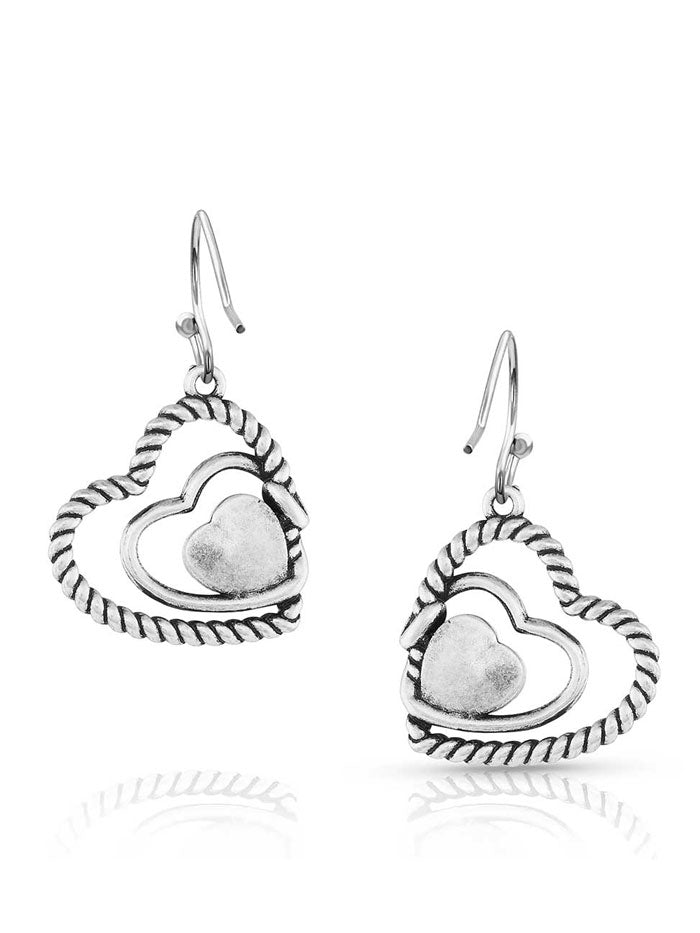 Montana Silversmiths ER5179 Women's Turquoise Heart Earrings in Sterling Silver - Perfect for Gifts, Weddings & Everyday Wear