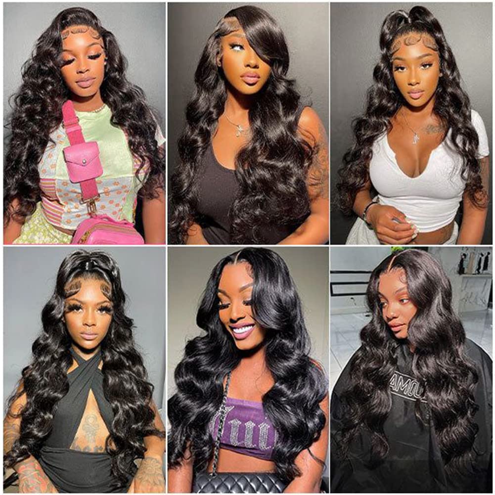 26 28 30 Inch Brazilian Body Wave Human Hair Bundles - 100% Unprocessed Virgin Hair (300g, 3 Bundles, 10A Grade) - Natural Black Color Hair Extensions for Styling, Volume & Length - Perfect for Daily Wear, Parties & Special Occasions