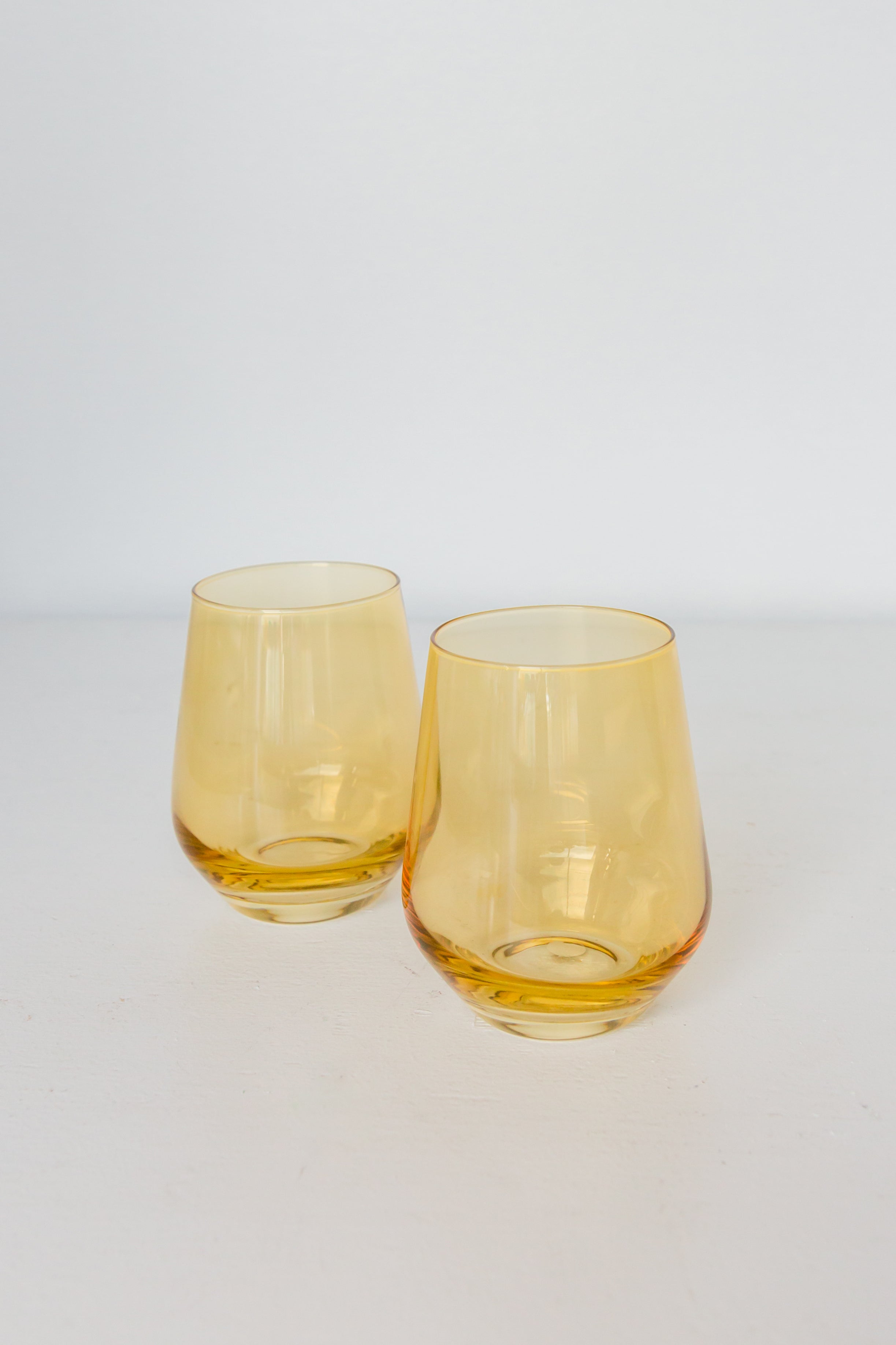 Estelle Colored Stemless Wine Glasses Set of 2 - Vibrant Yellow for Chardonnay, Cocktails & Party Drinks - Perfect for Dinner Parties, Bridal Showers & Home Decor