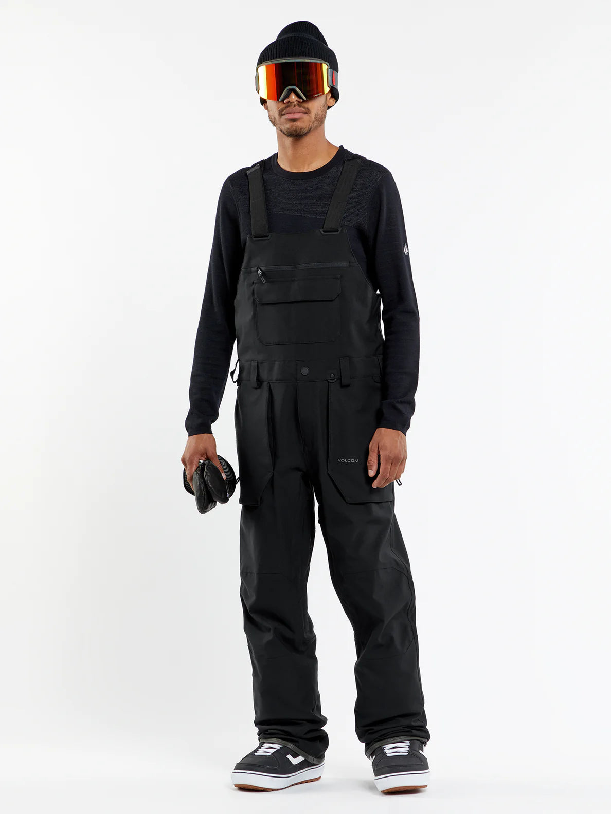 Volcom Roan Bib Overall for Men & Women - Black Denim Overalls for Work, Casual & Outdoor Activities